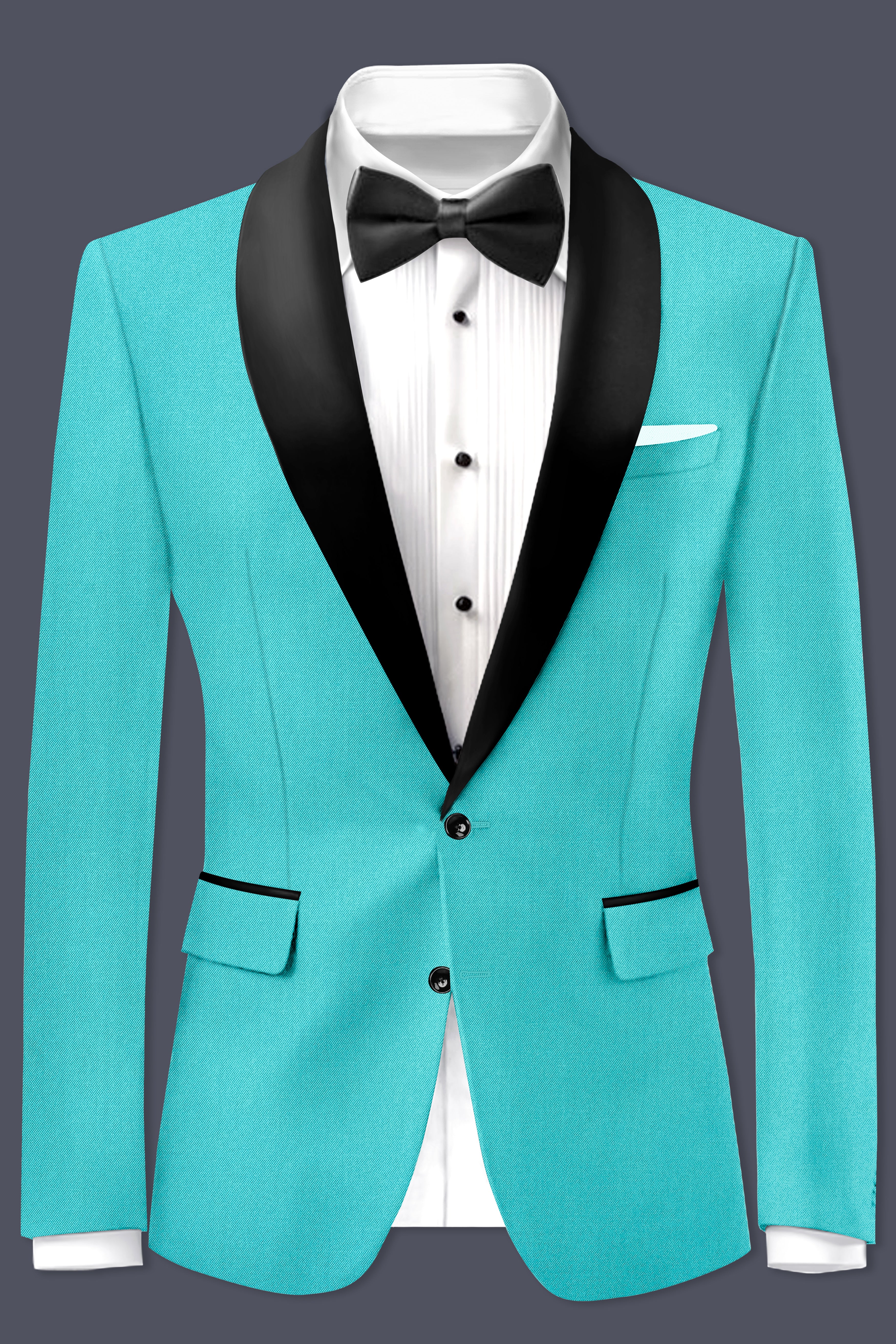 Aegir-Viking Blue Wool Rich Tuxedo Slight Stretch Blazer