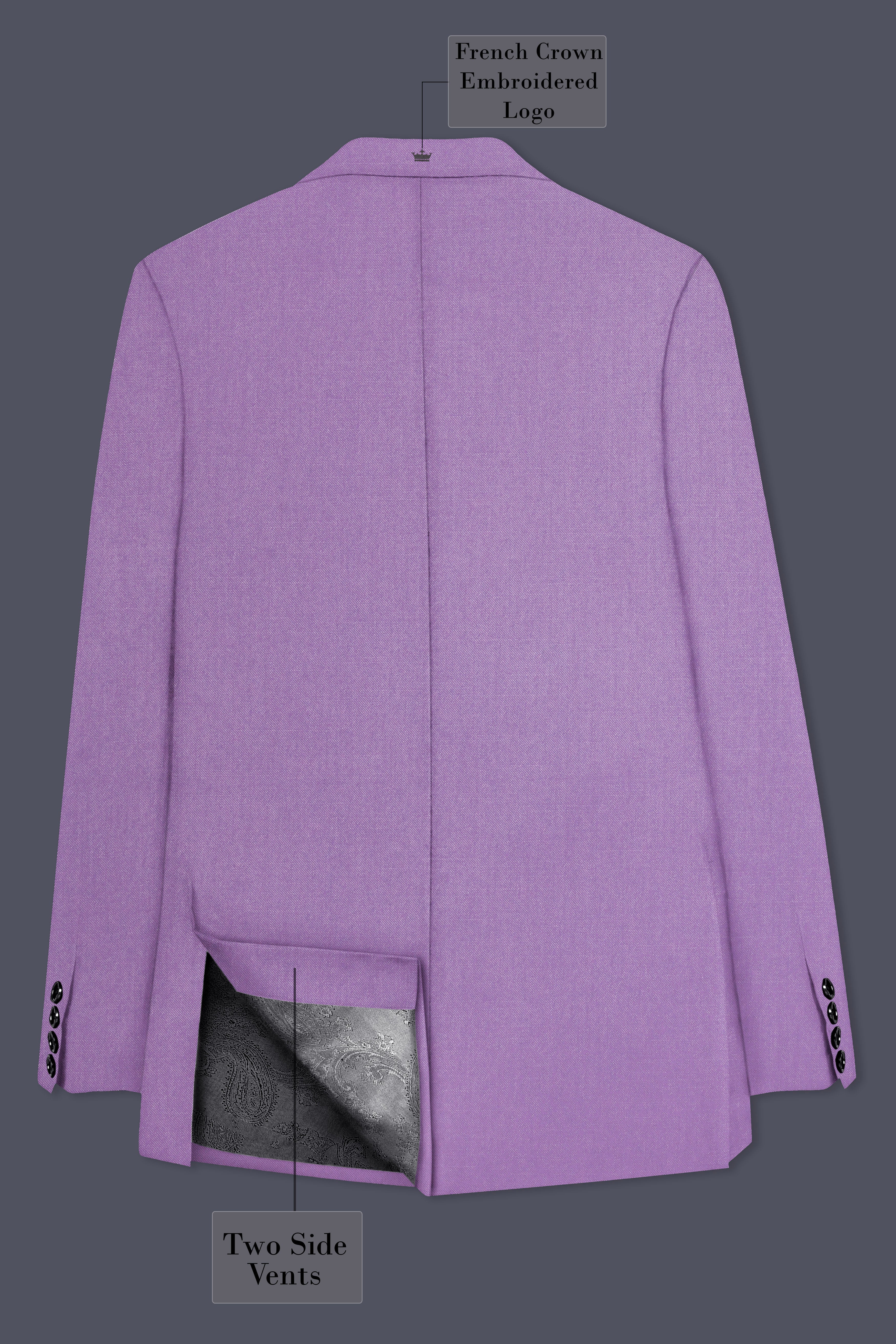 Roylen-Mountbatten Purple Wool Rich Peak Lapel Tuxedo Stretchable Traveler Blazer
