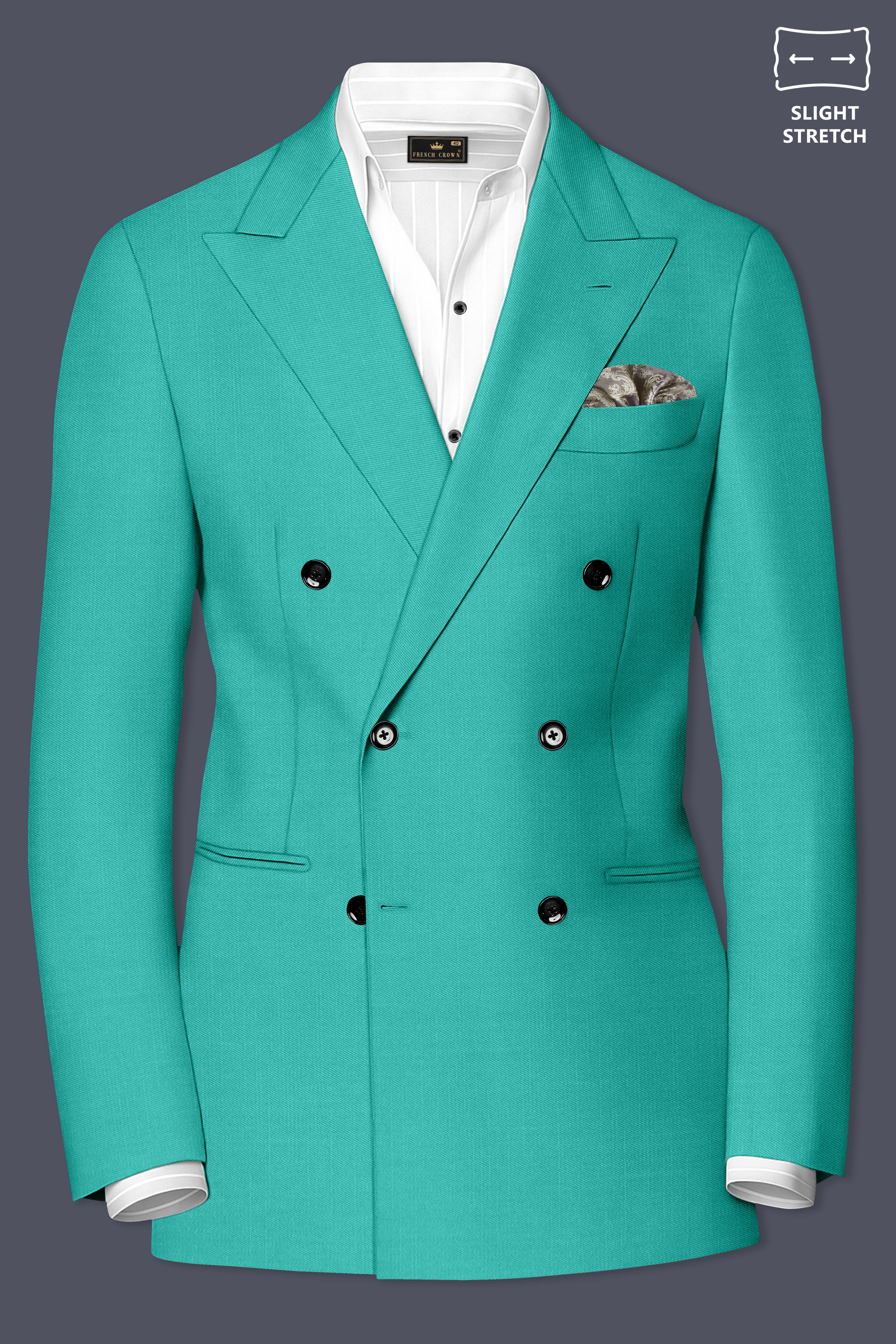 Aegir-Viking Blue Wool Rich Double Breasted Slight Stretch Blazer