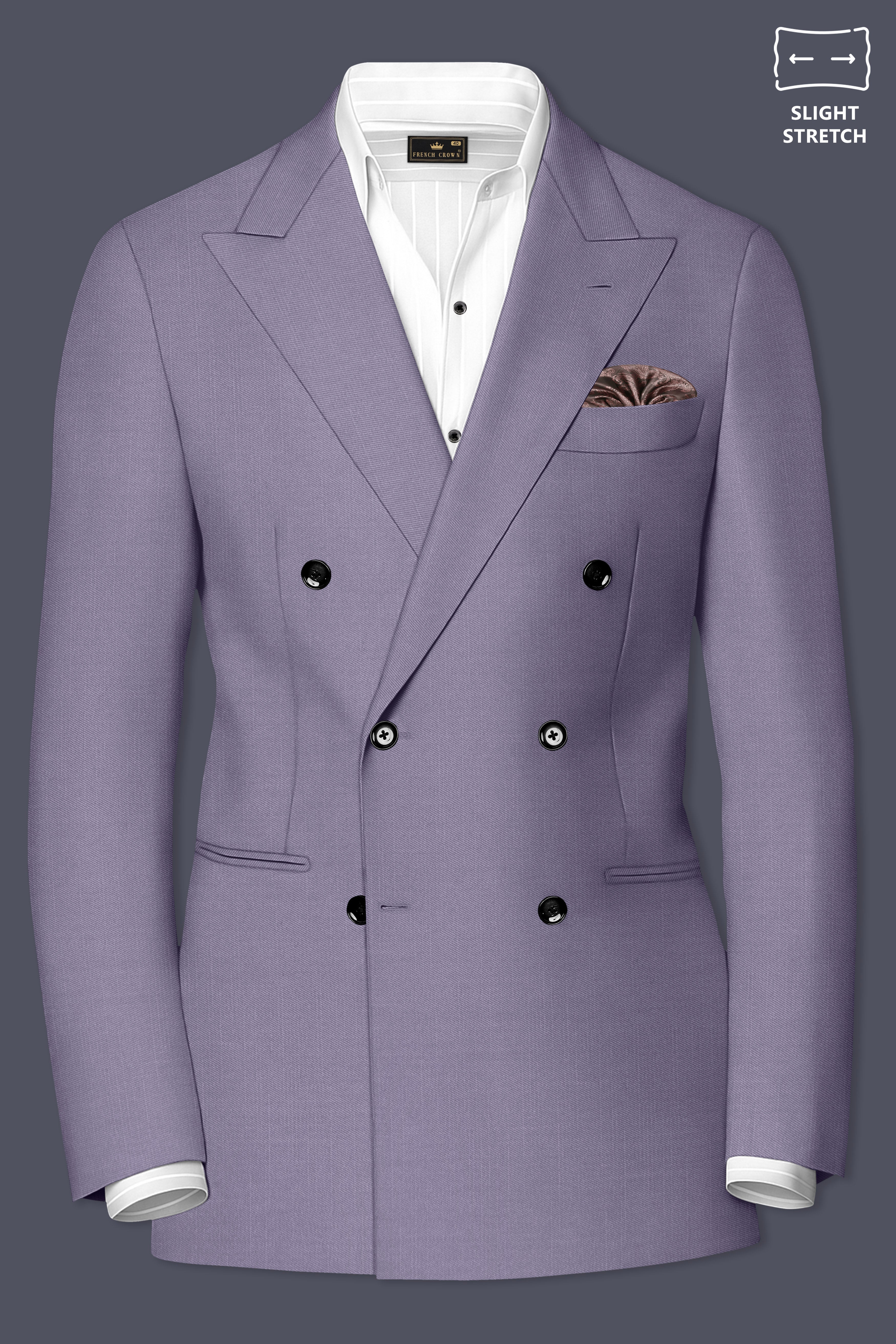 Roylen-Mountbatten Purple Wool Rich Double Breasted Slight Stretch Blazer