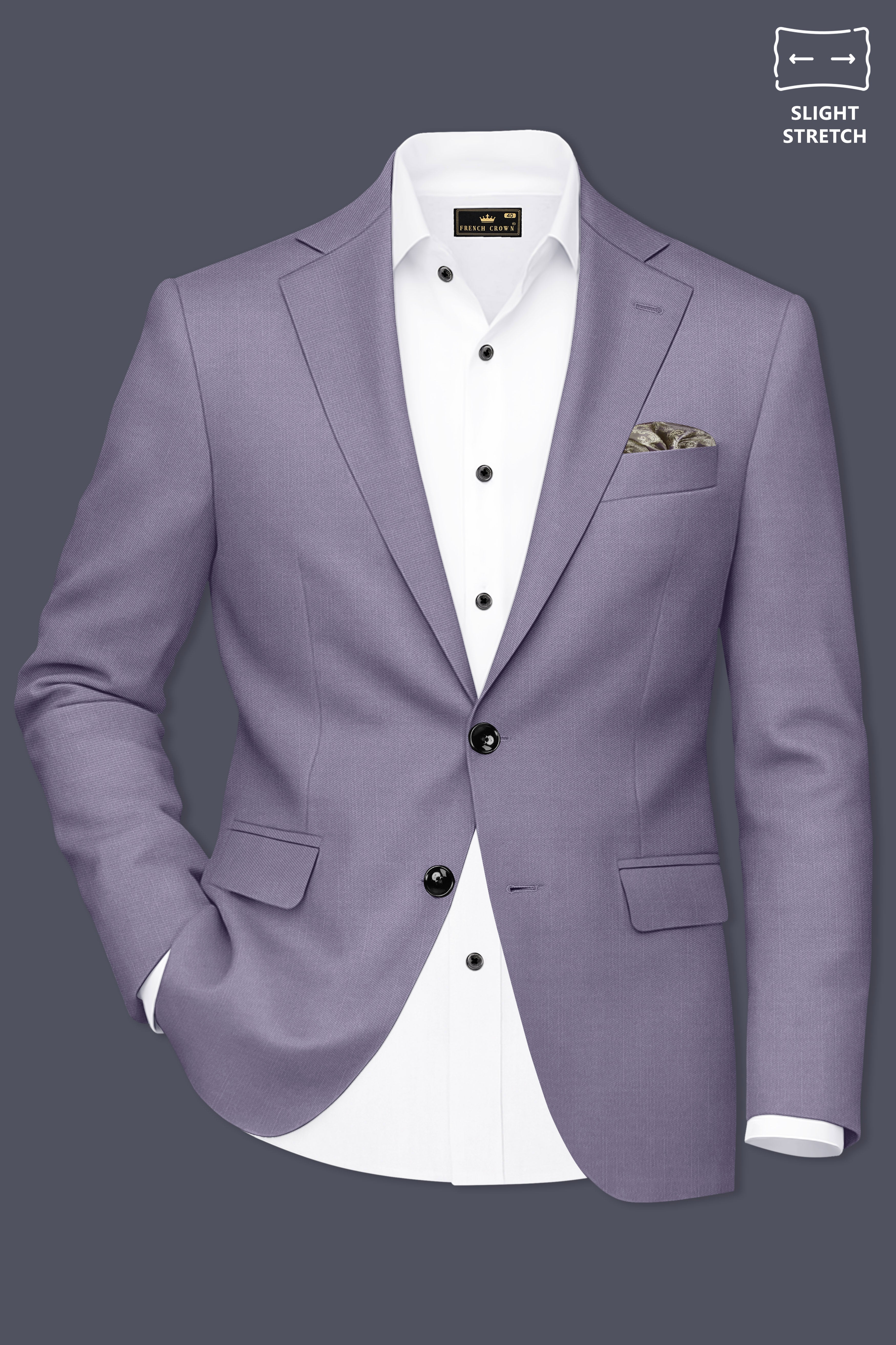 Roylen-Mountbatten Purple Wool Rich Single Breasted Slight Stretch Blazer