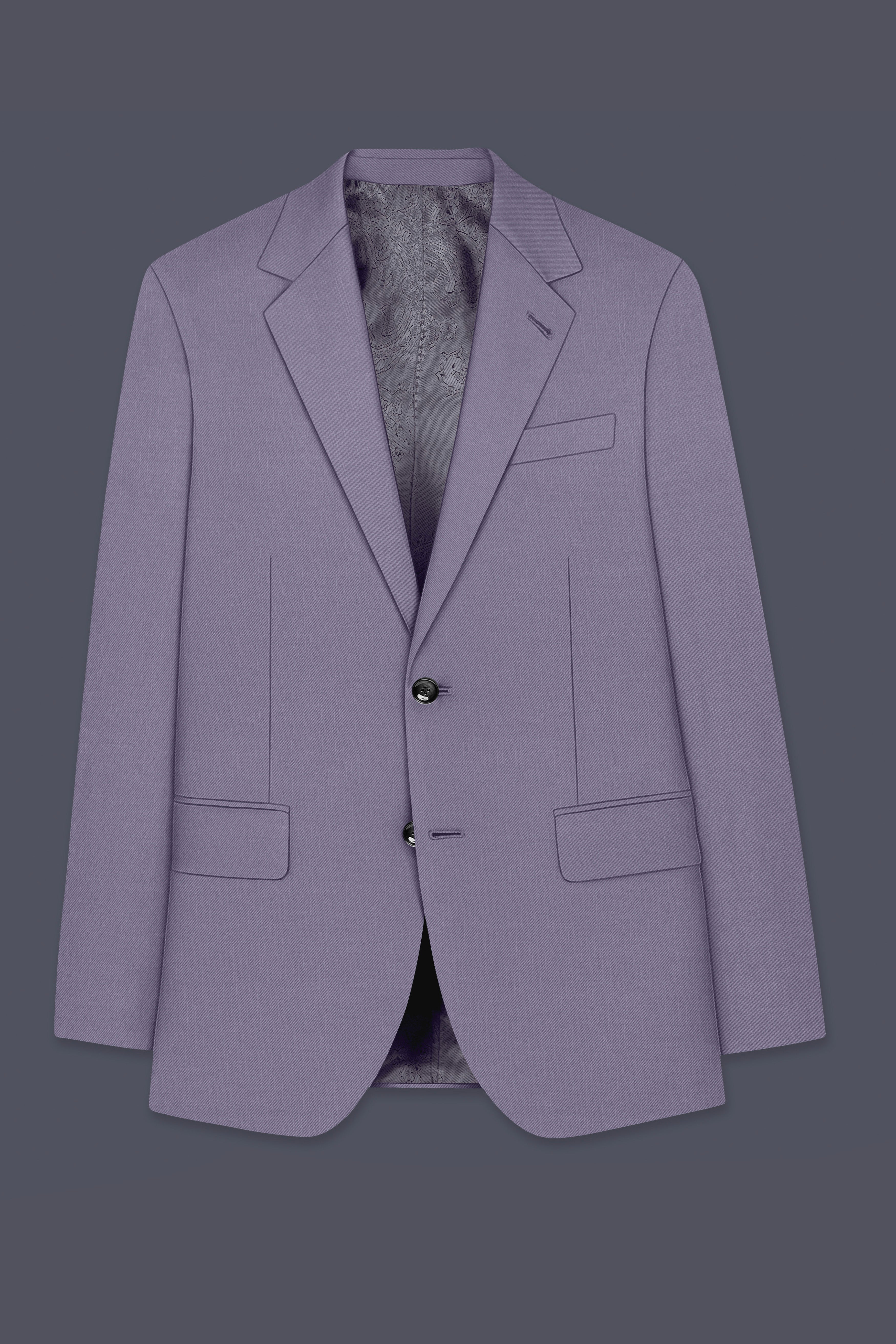 Roylen-Mountbatten Purple Wool Rich Single Breasted Slight Stretch Blazer