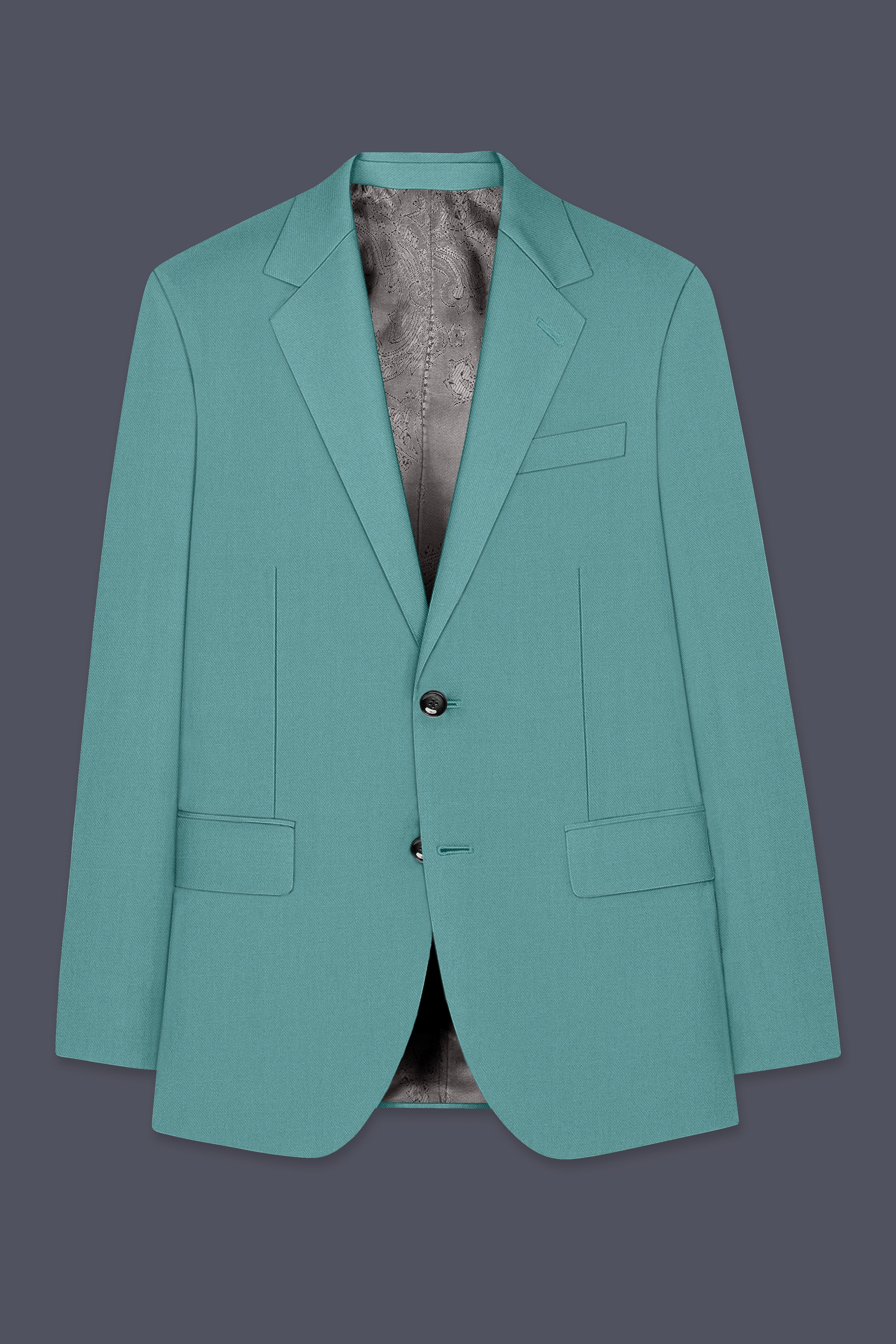 Travirid-Gothic Green Wool Rich Single Breasted Stretchable Traveler Blazer