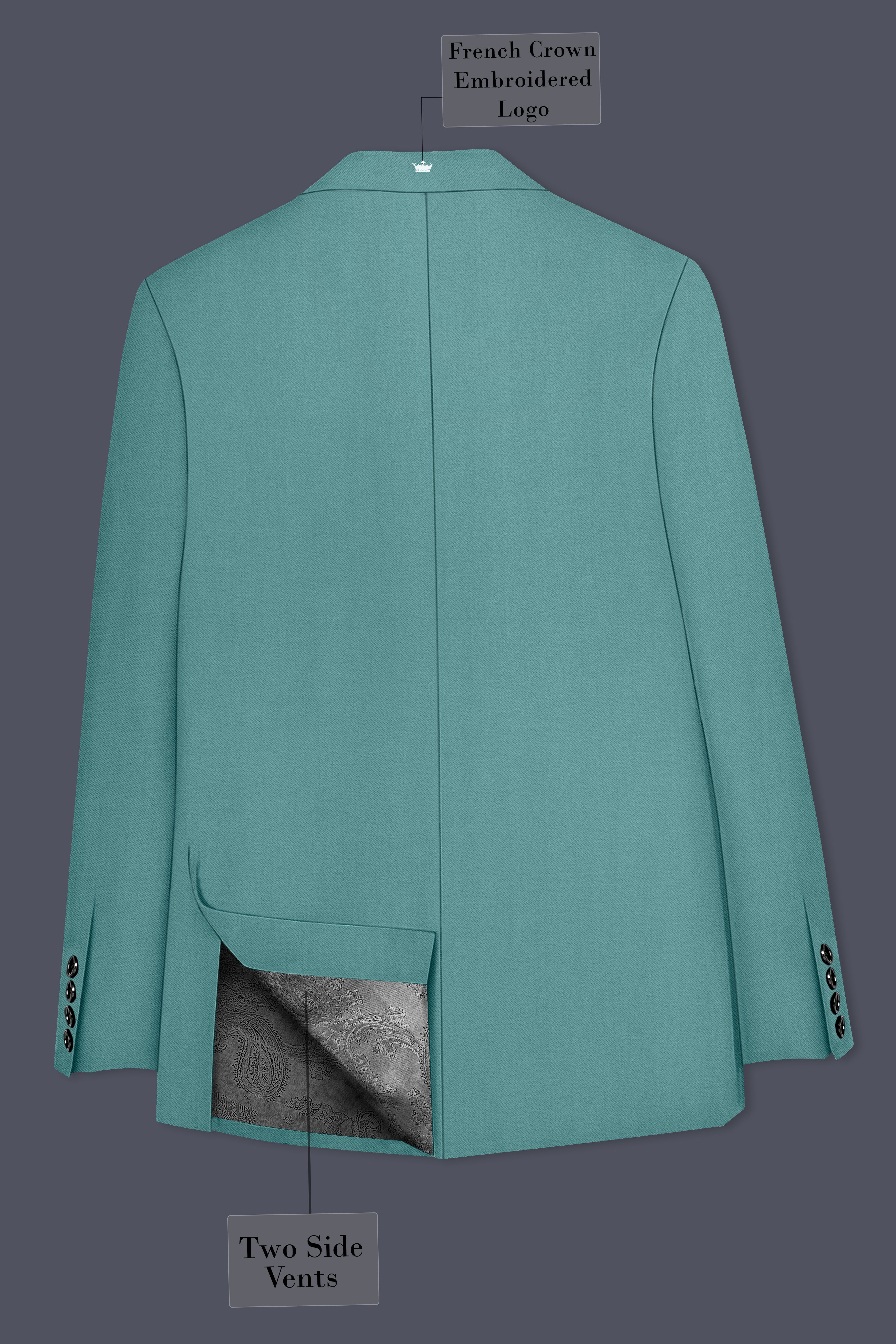 Travirid-Gothic Green Wool Rich Single Breasted Stretchable Traveler Blazer