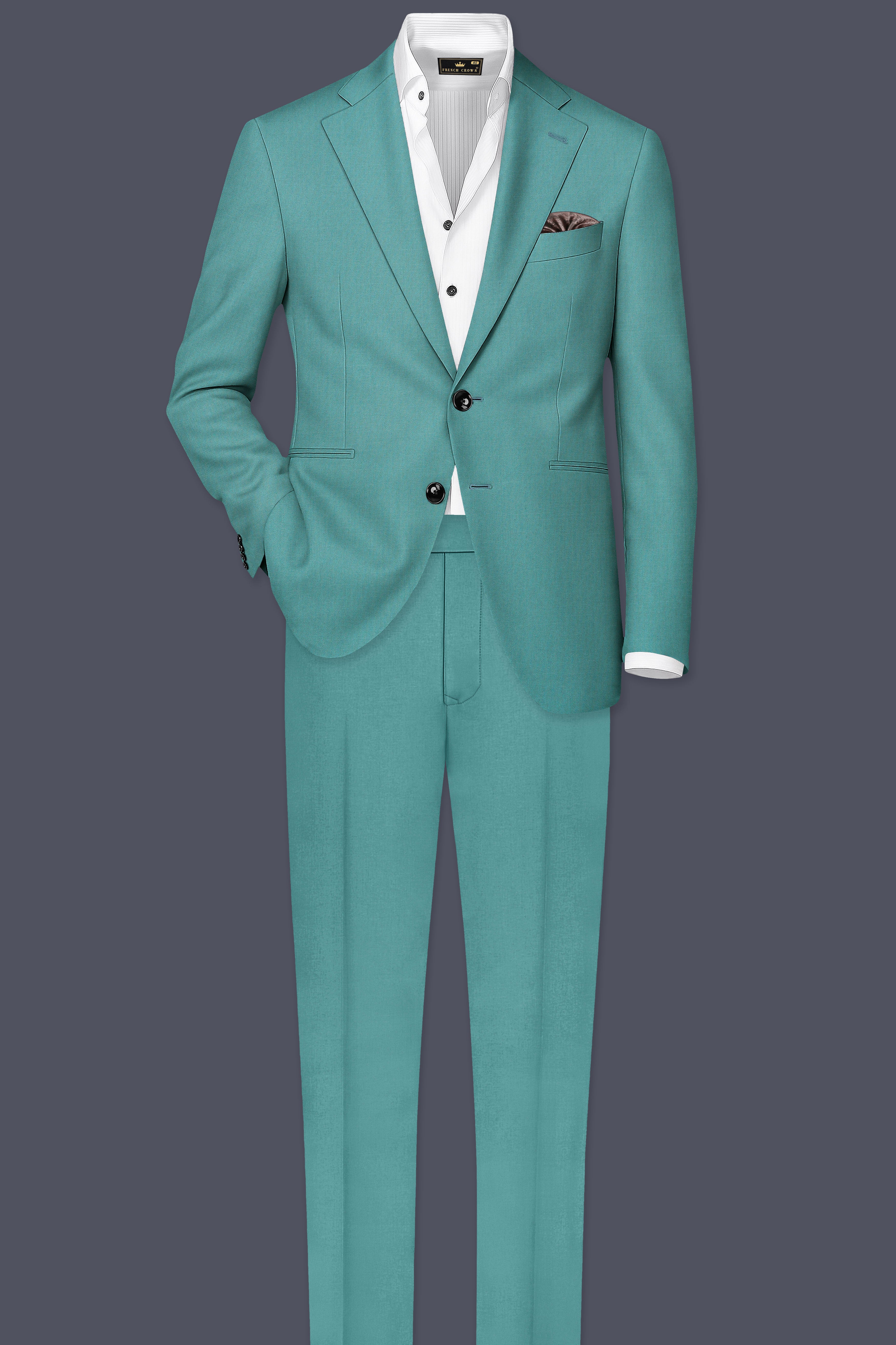 Travirid-Gothic Green Wool Rich Single Breasted Stretchable Traveler Blazer