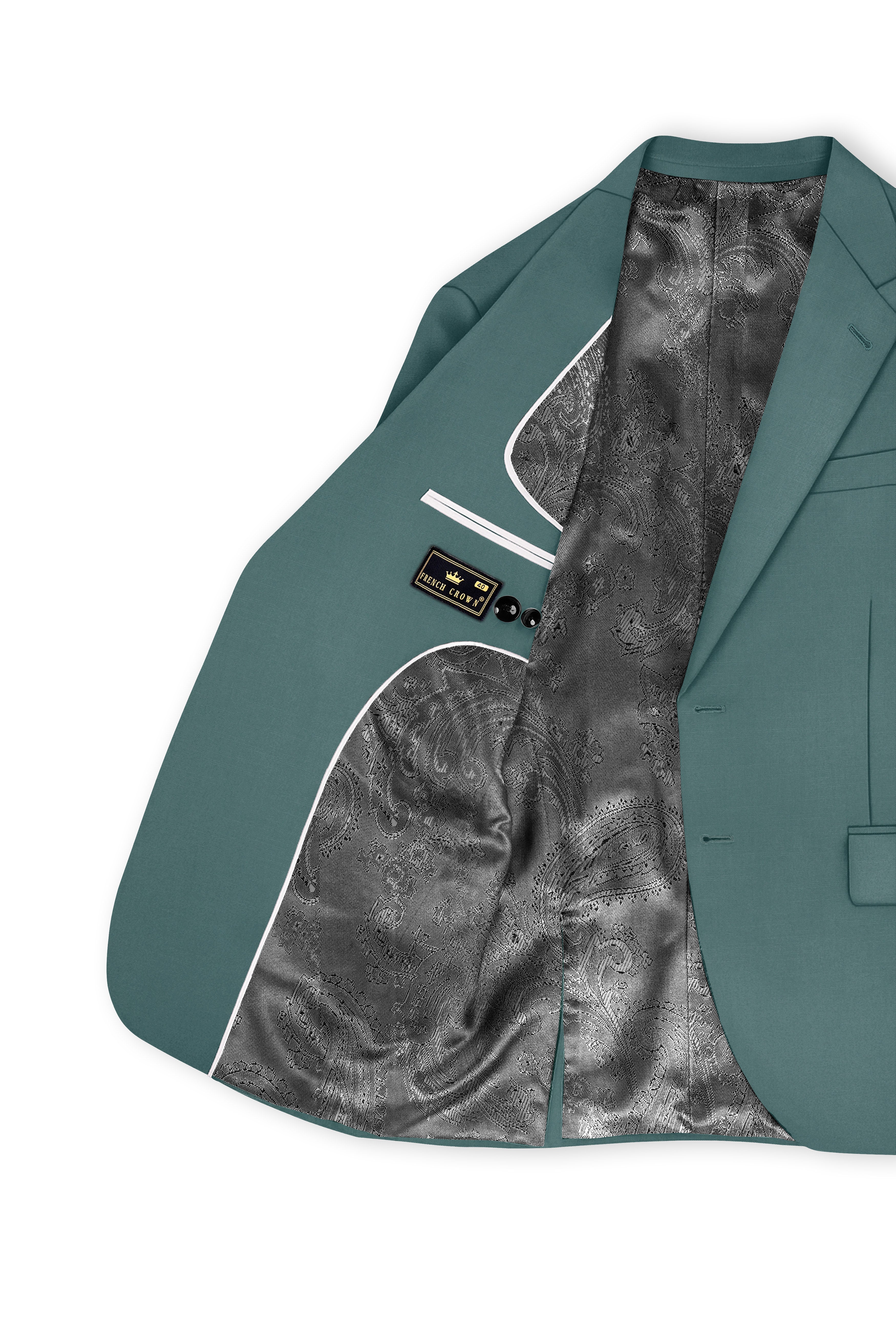 Travliam-William Green Wool Rich Single Breasted Slight Stretch Blazer