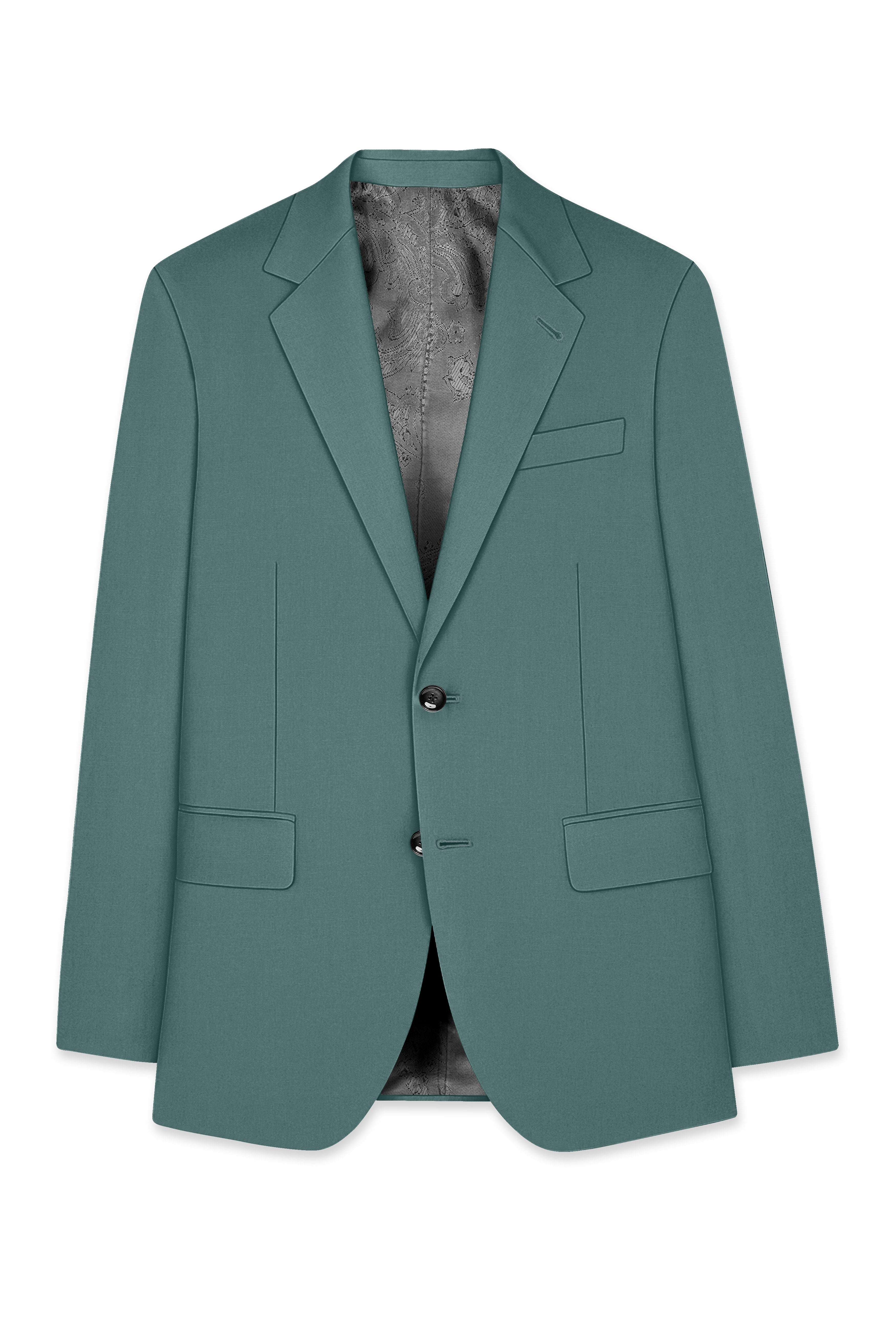 Travliam-William Green Wool Rich Single Breasted Slight Stretch Blazer