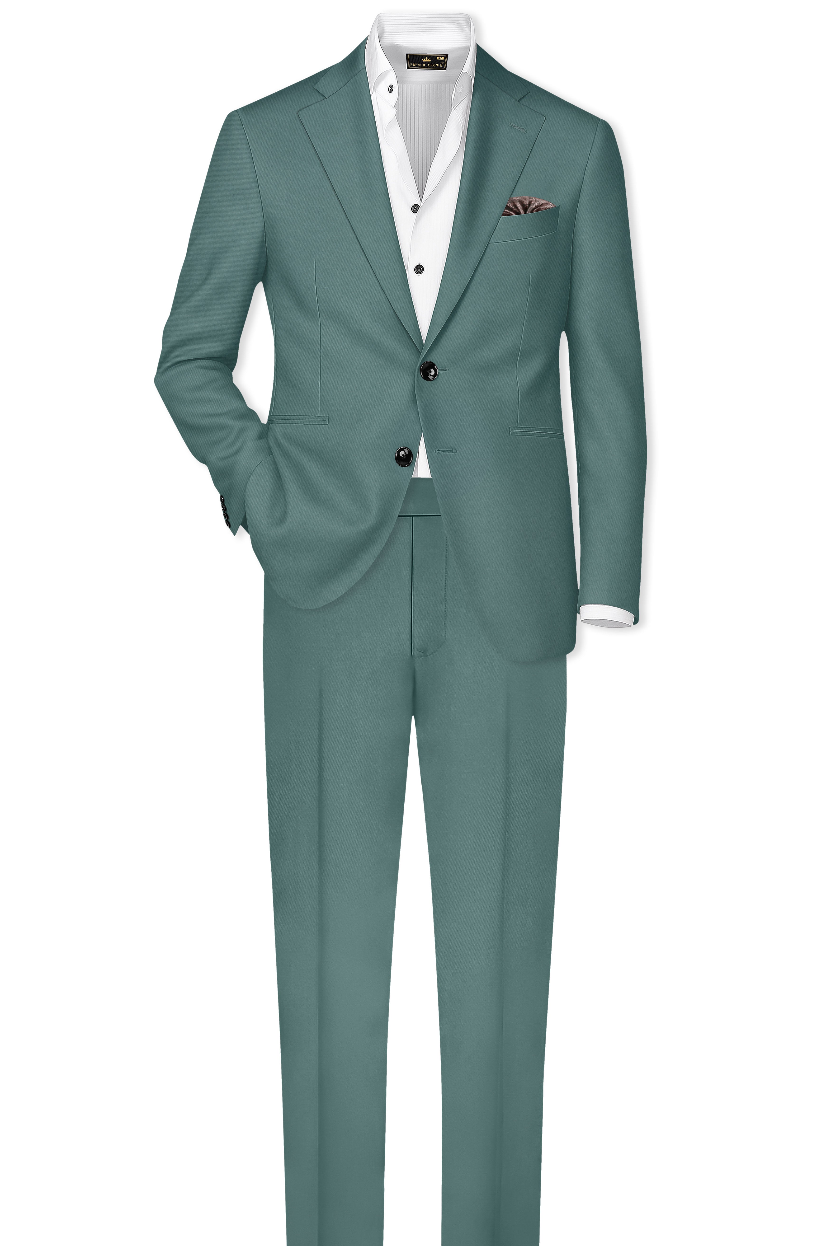 Travliam-William Green Wool Rich Single Breasted Slight Stretch Blazer