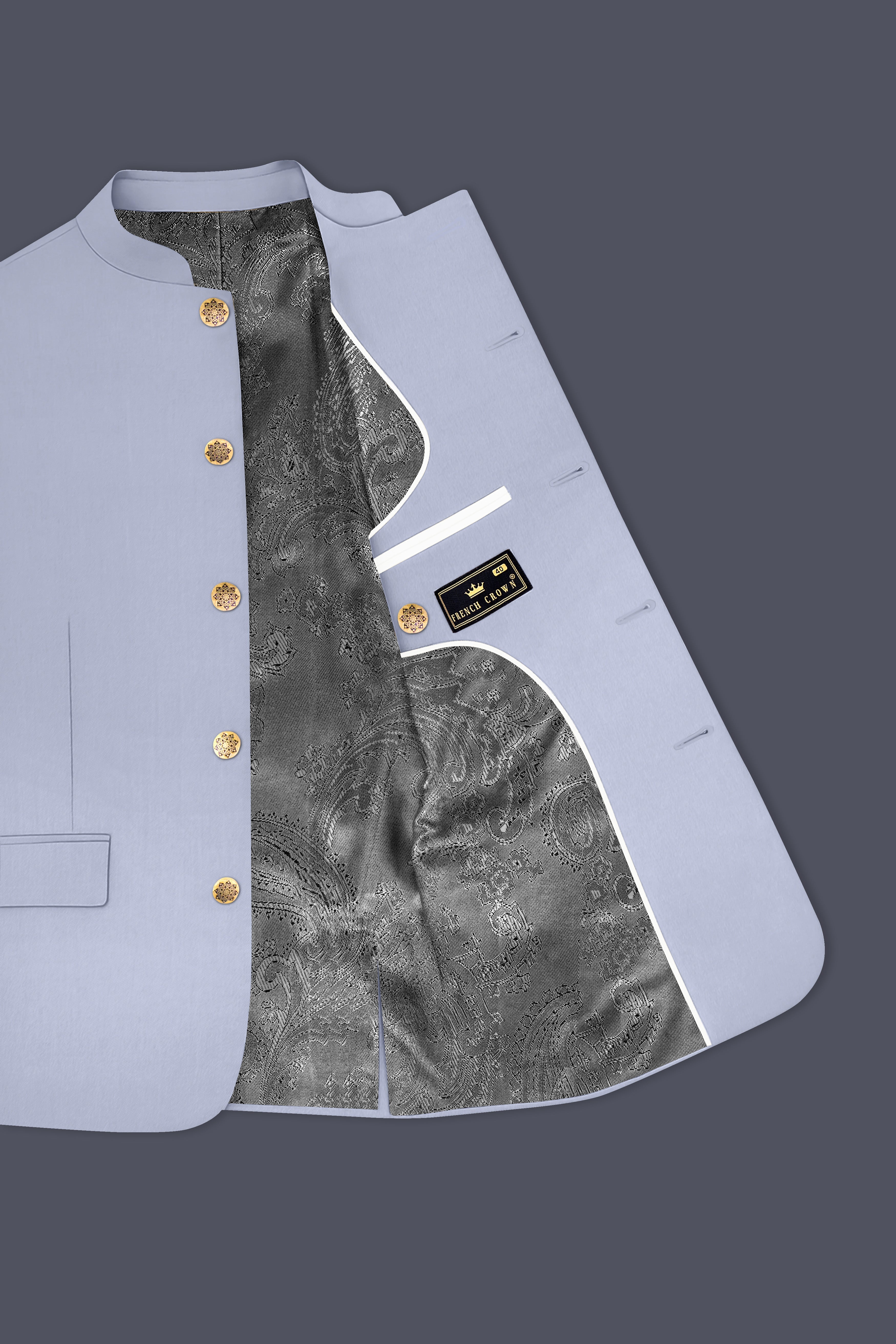Silgrove-Loblolly Gray Wool Rich Bandhgala Stretchable Traveler Blazer