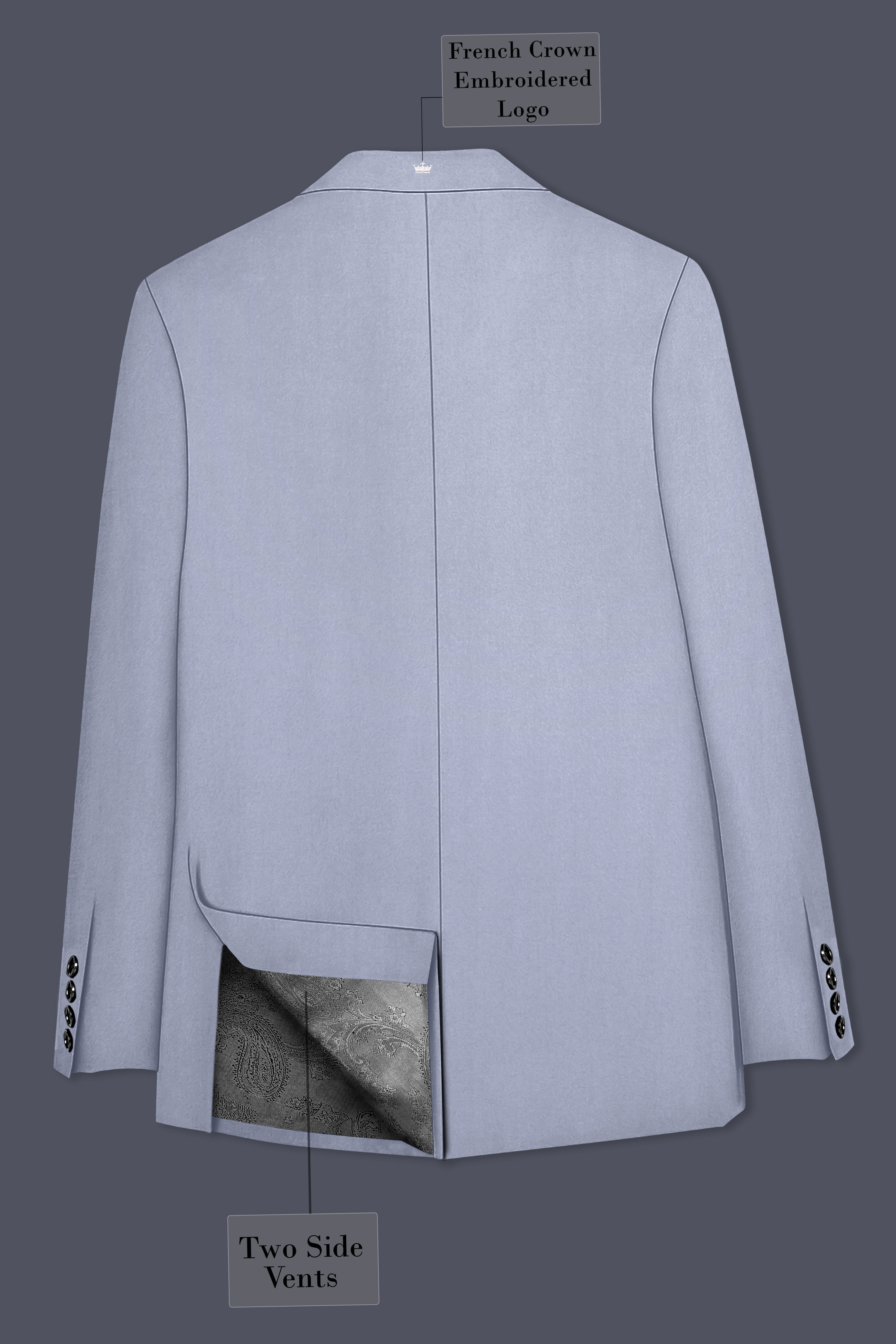 Silgrove-Loblolly Gray Wool Rich Bandhgala Stretchable Traveler Blazer