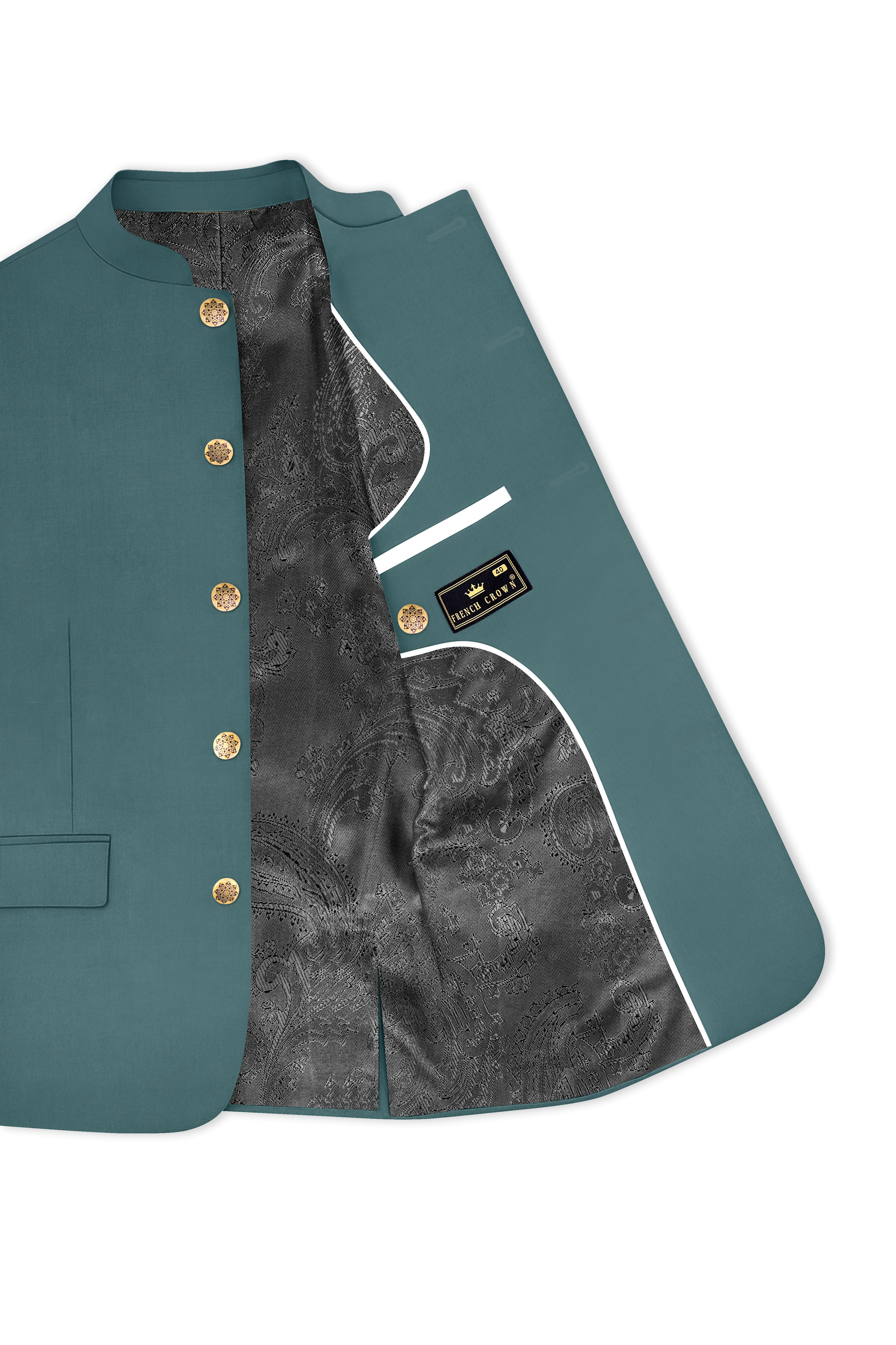 Travliam-William Green Wool Rich Bandhgala Stretchable Traveler Blazer