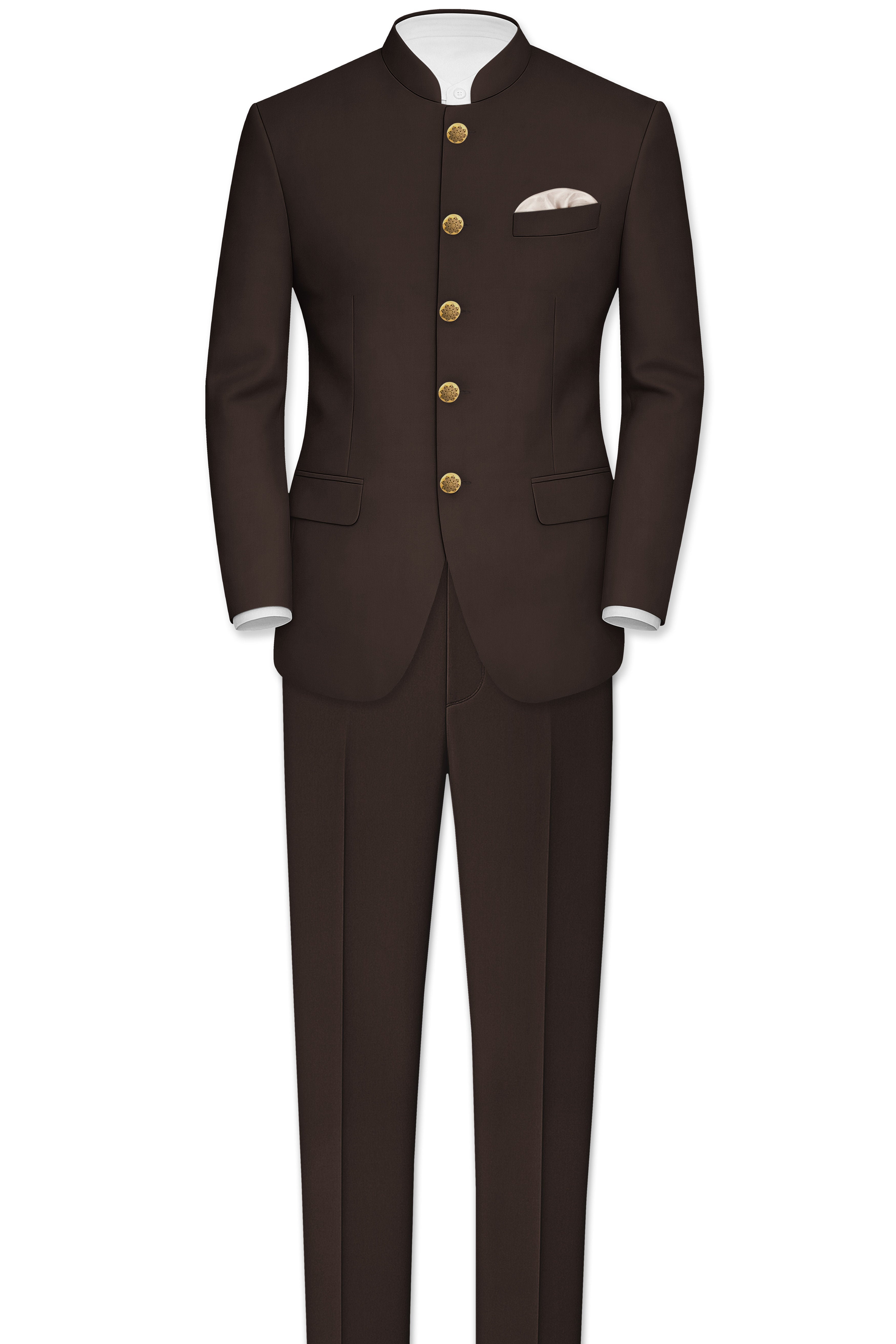 Moirayn-Eclipse Brown Wool Rich Bandhgala Blazer
