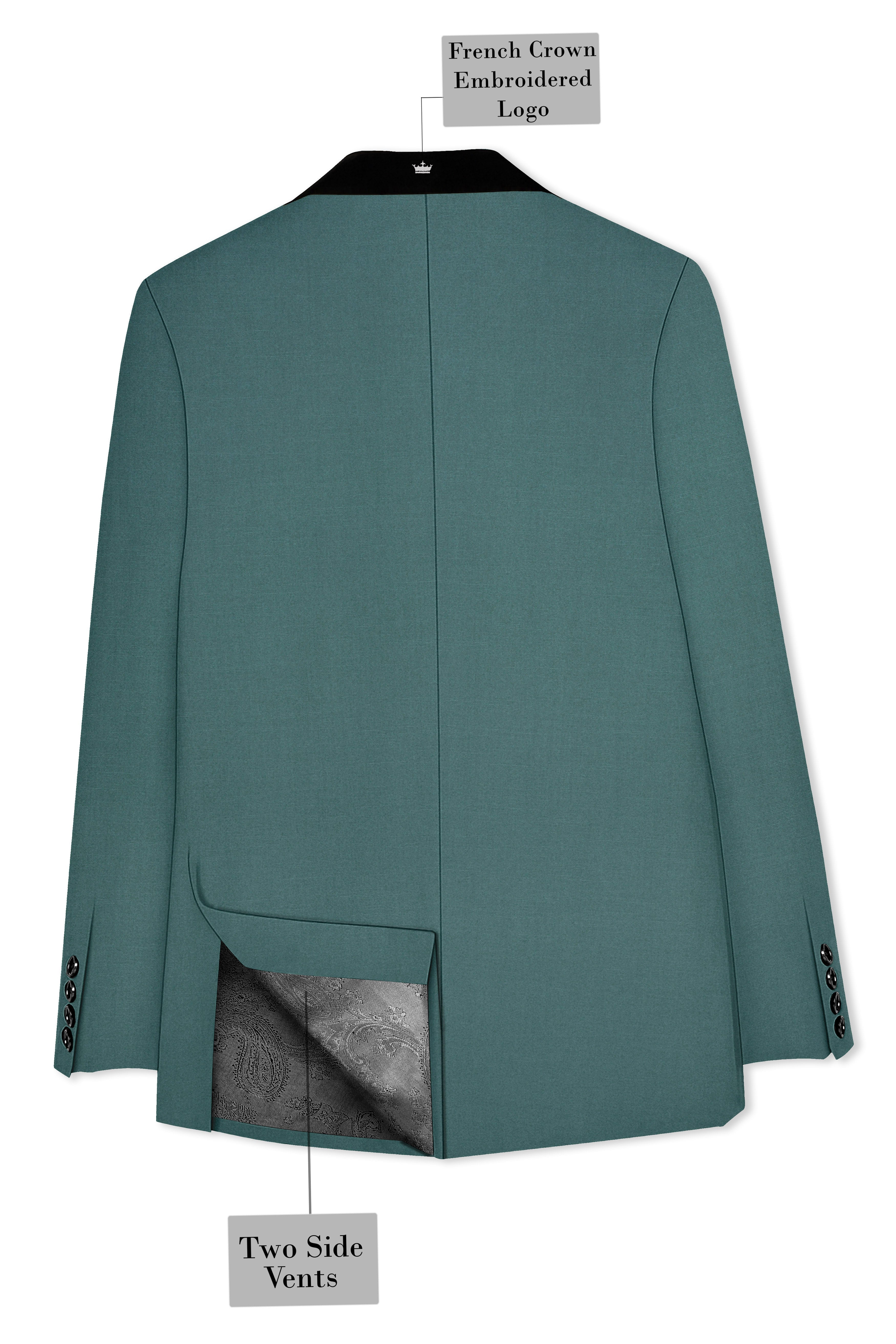 Travliam-William Green Wool Rich Stretchable Traveler Tuxedo Blazer