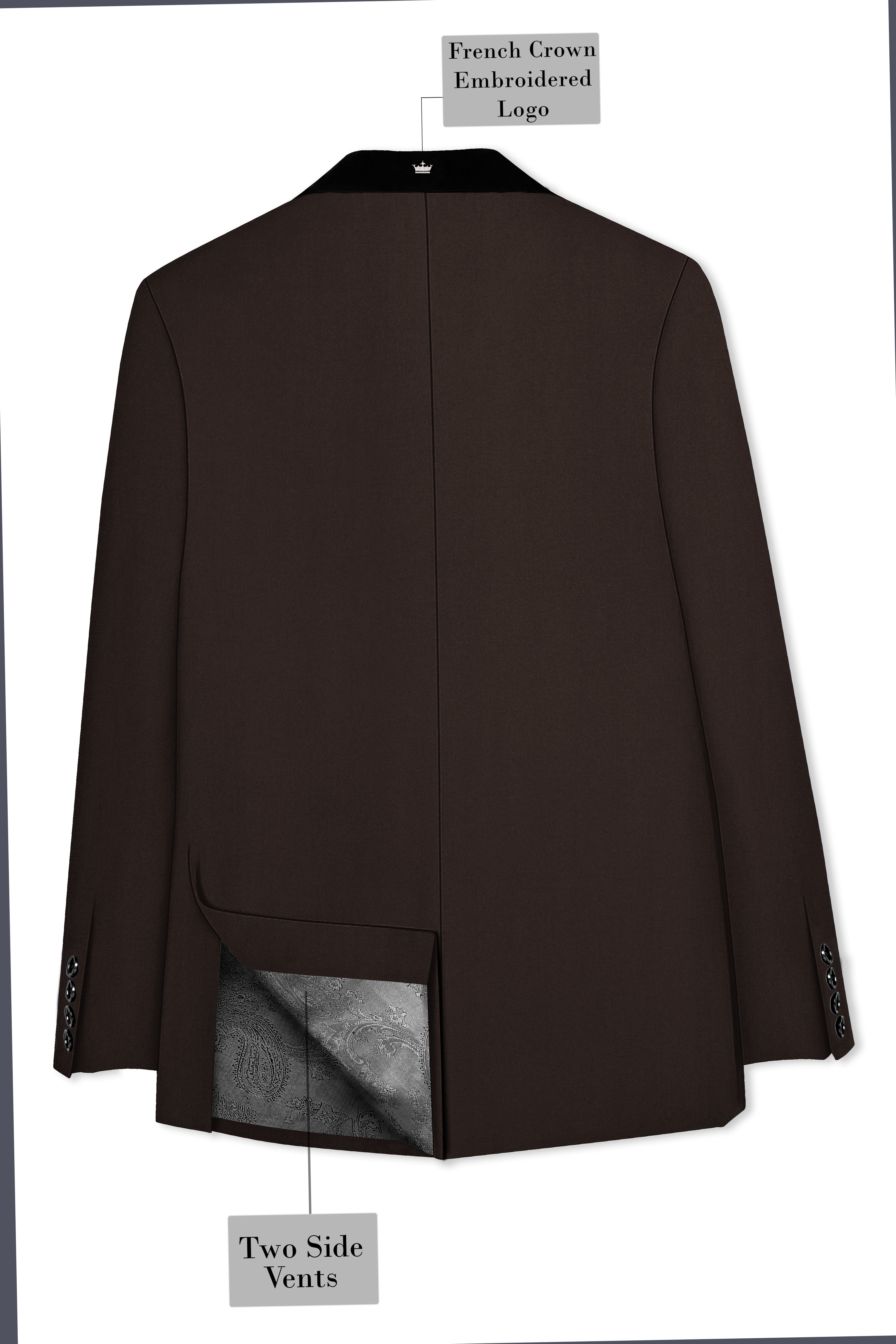 Moirayn-Eclipse Brown Wool Rich Tuxedo Blazer