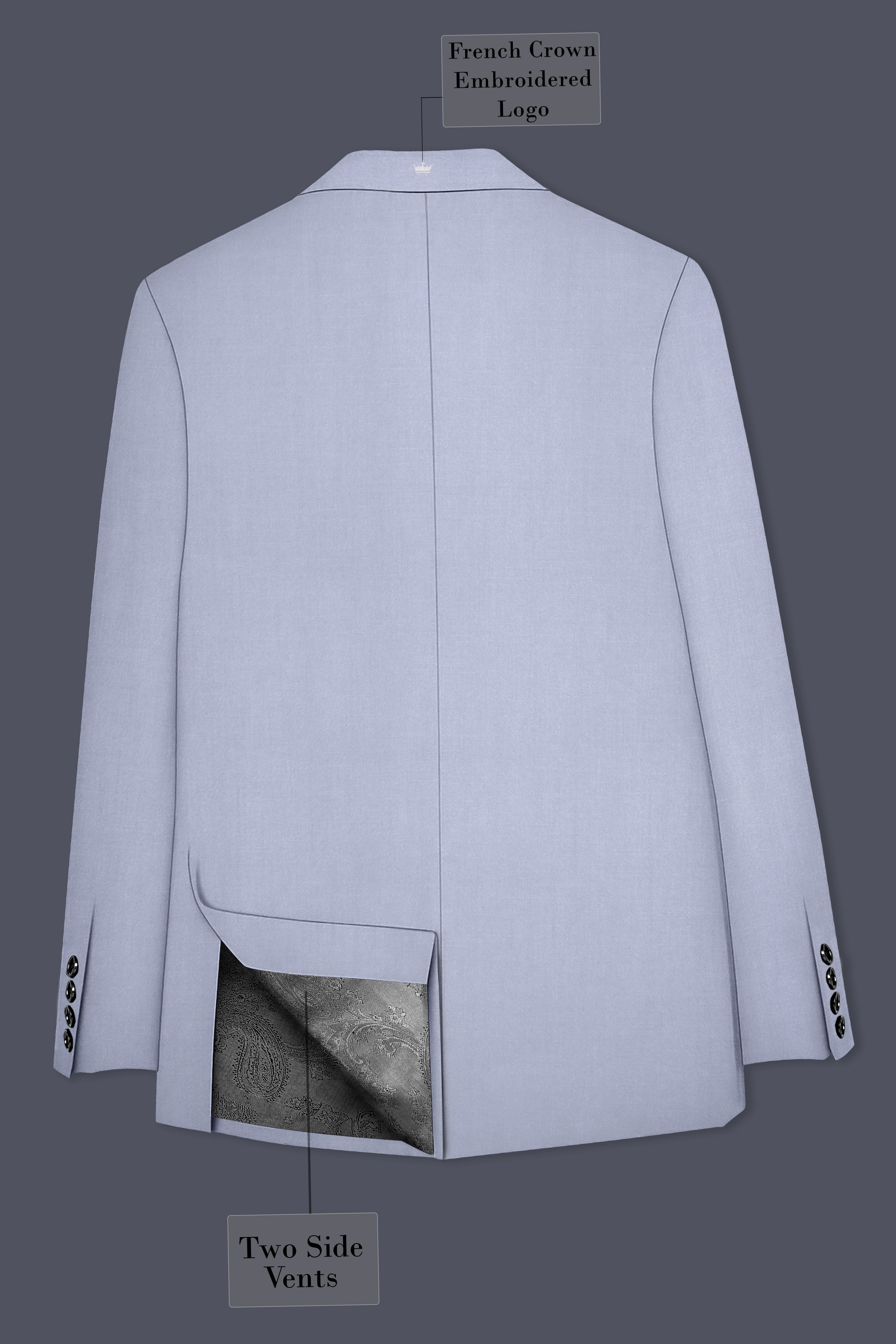 Silgrove-Loblolly Gray Wool Rich Cross Placket Bandhgala Stretchable Traveler Blazer
