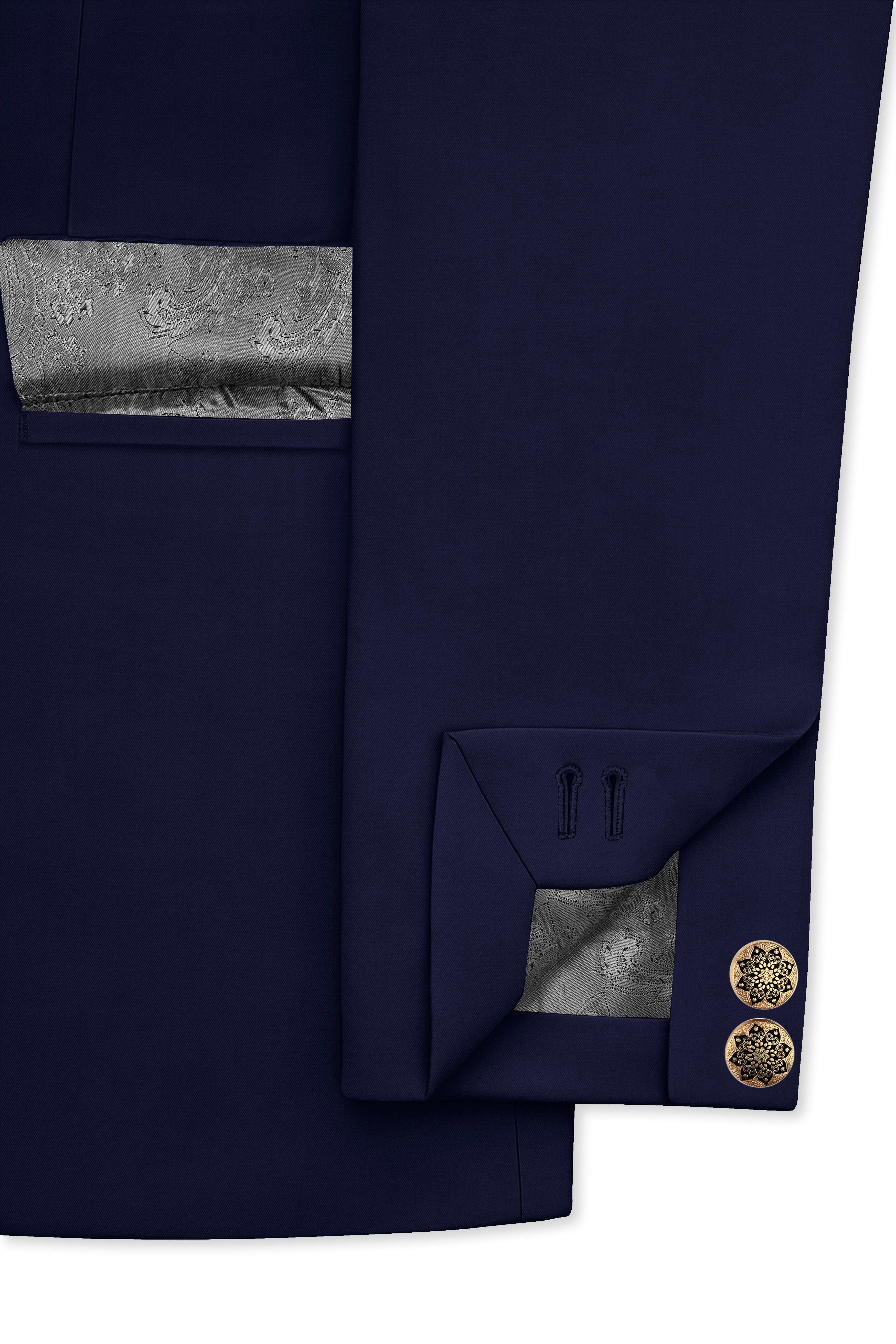 Azurion-Royal Blue Wool Rich Cross Placket Bandhgala Blazer