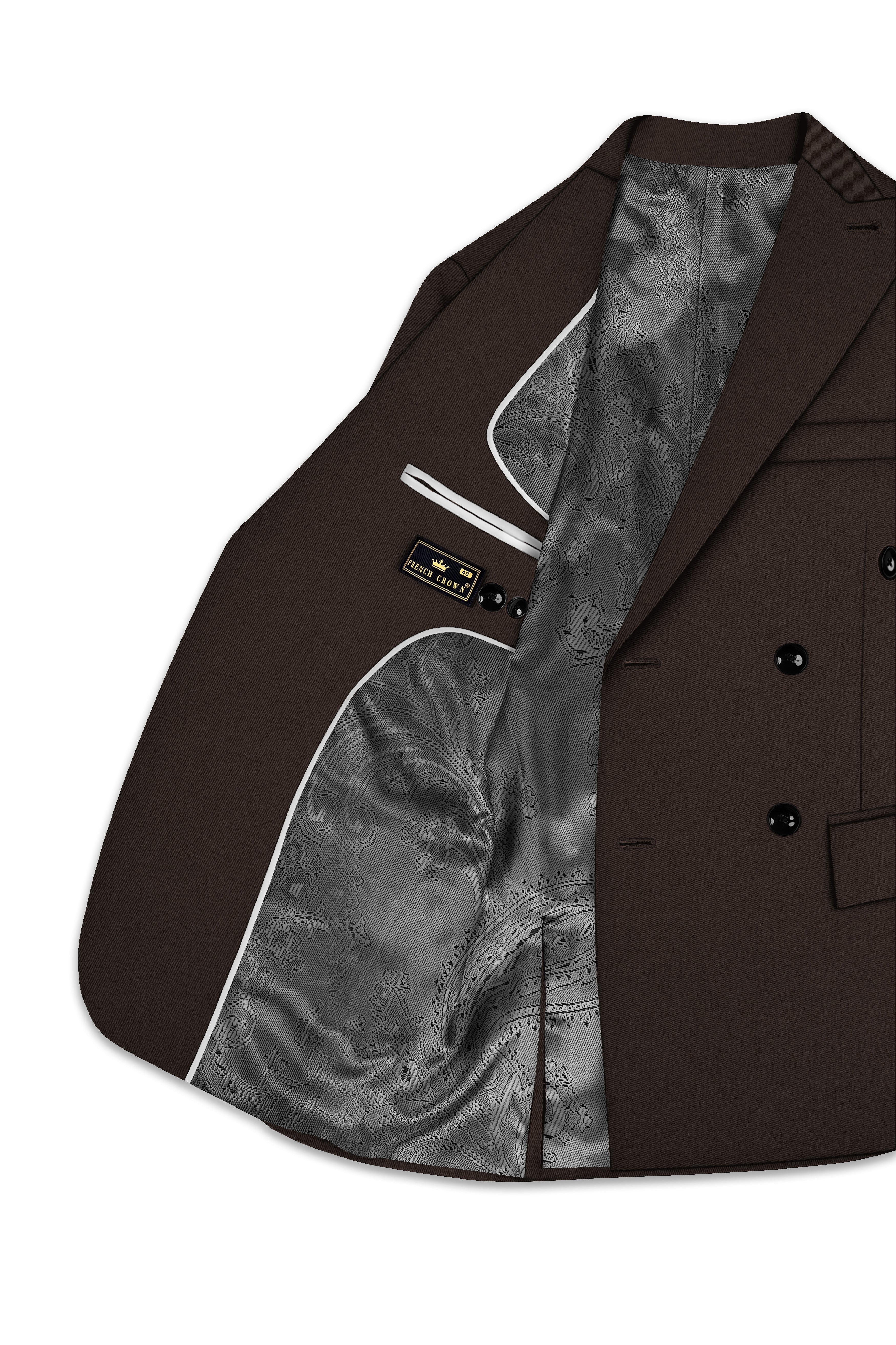 Moirayn-Eclipse Brown Wool Rich Double Breasted Blazer