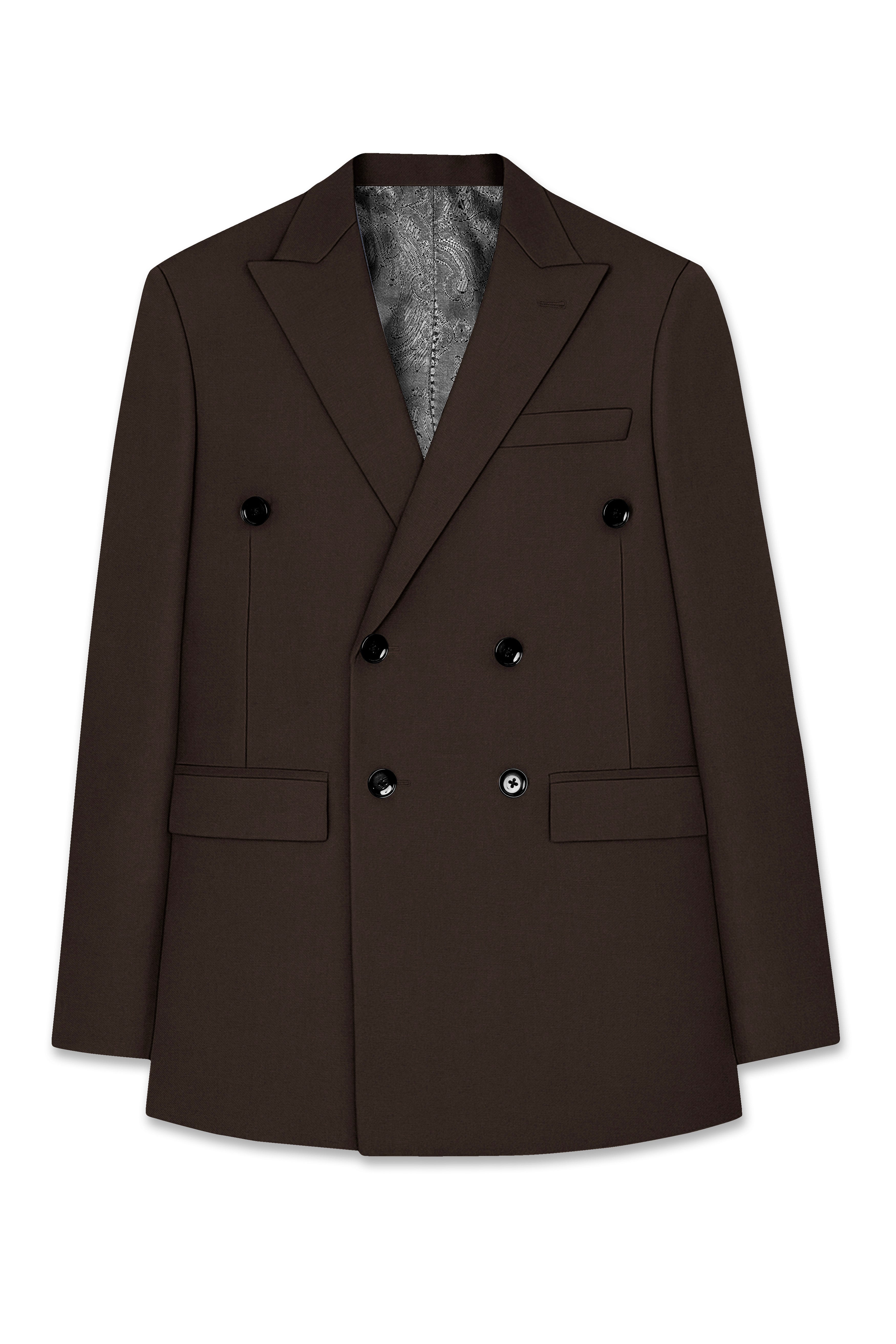 Moirayn-Eclipse Brown Wool Rich Double Breasted Blazer