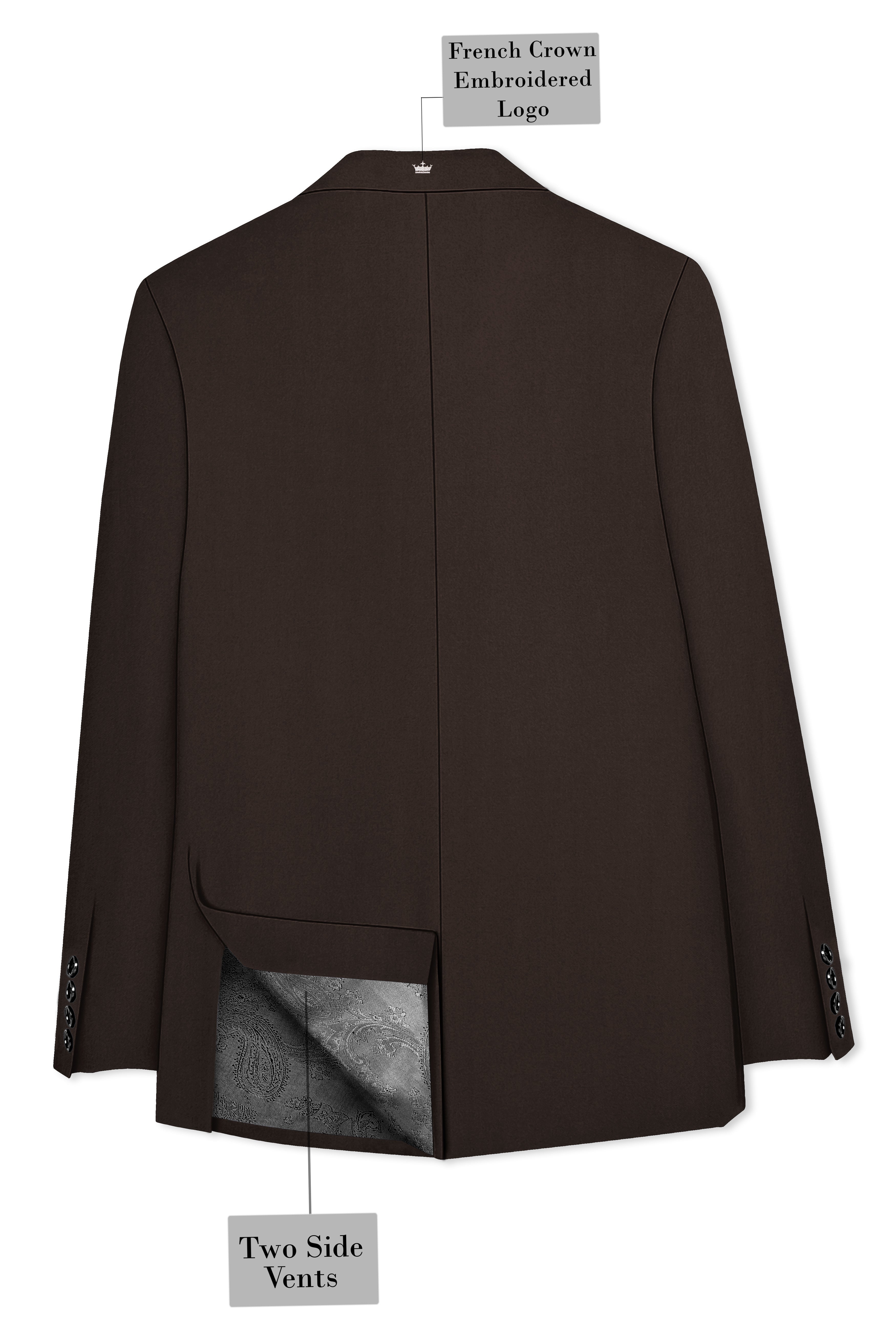 Moirayn-Eclipse Brown Wool Rich Double Breasted Blazer