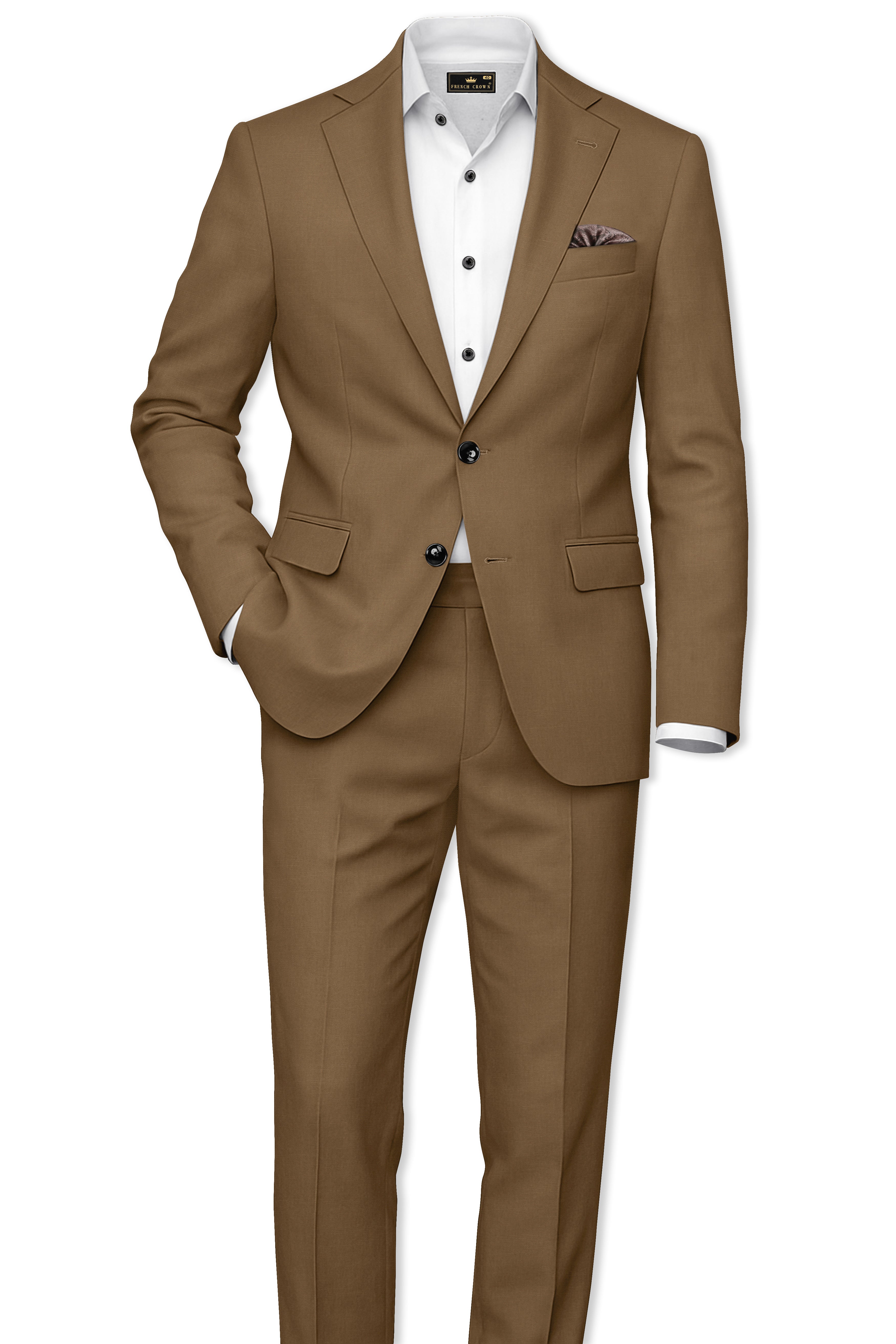 Brunaut-Peanut Brown Wool Rich Single Breasted Blazer