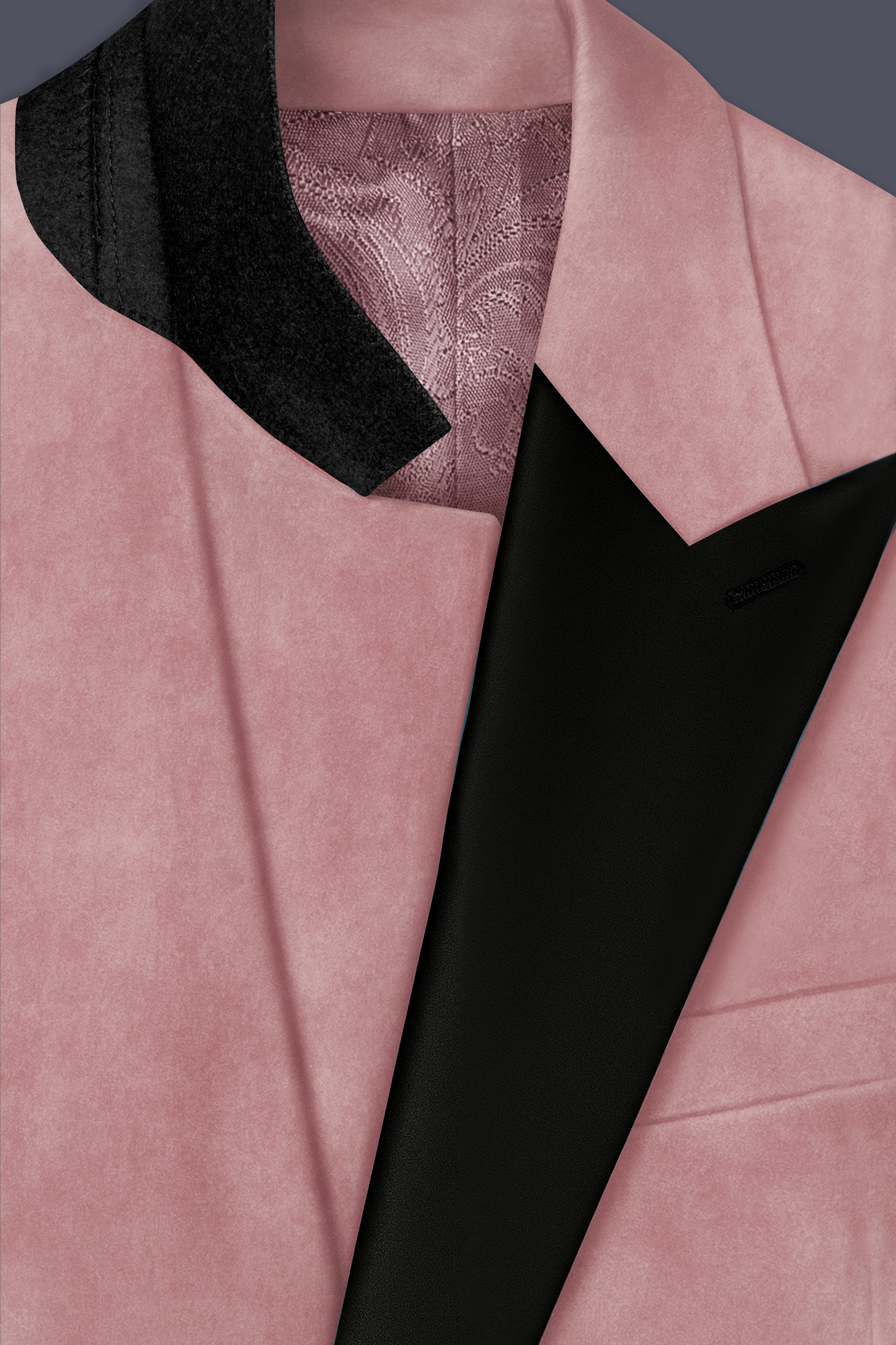 Rosivell-Oriental Peach Velvet Peak Lapel Tuxedo Blazer