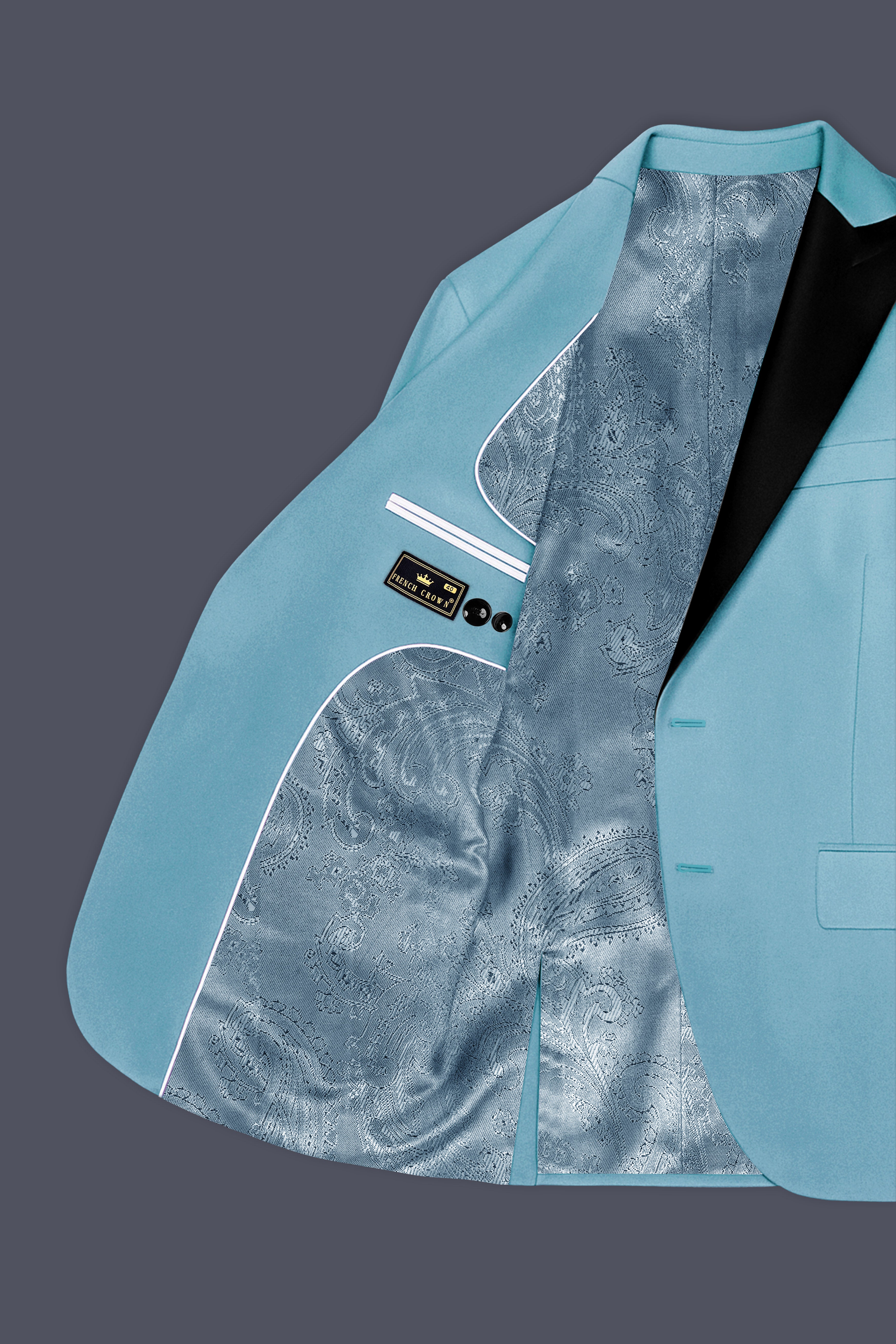 Ocevel-Naptune Blue Velvet Peak Lapel Tuxedo Blazer