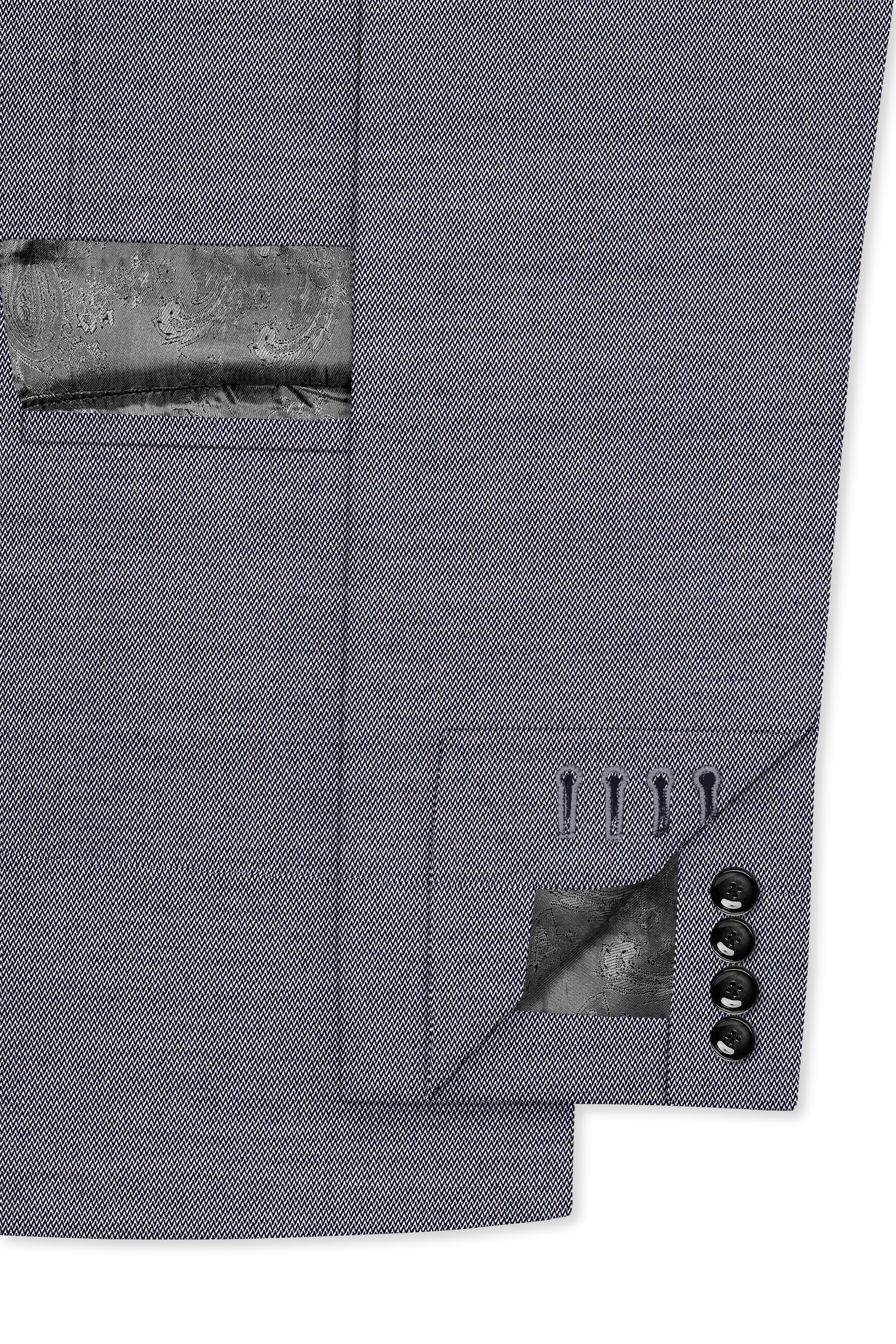 Herrivell-Martinique Blue Herringbone Textured Wool Rich Single Breasted Blazer