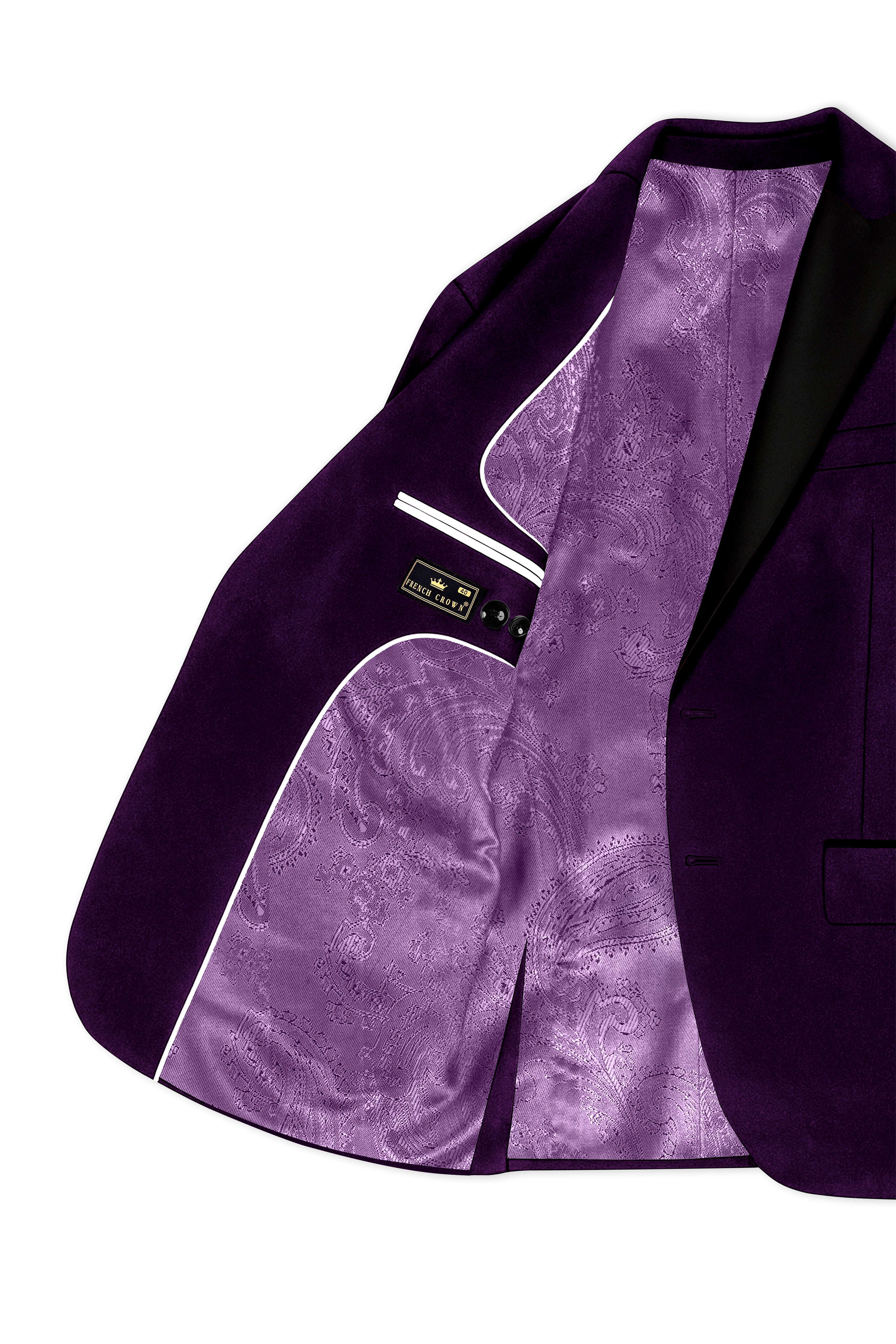 Purvella-Rasin Purple Velvet Peak Lapel Tuxedo Blazer