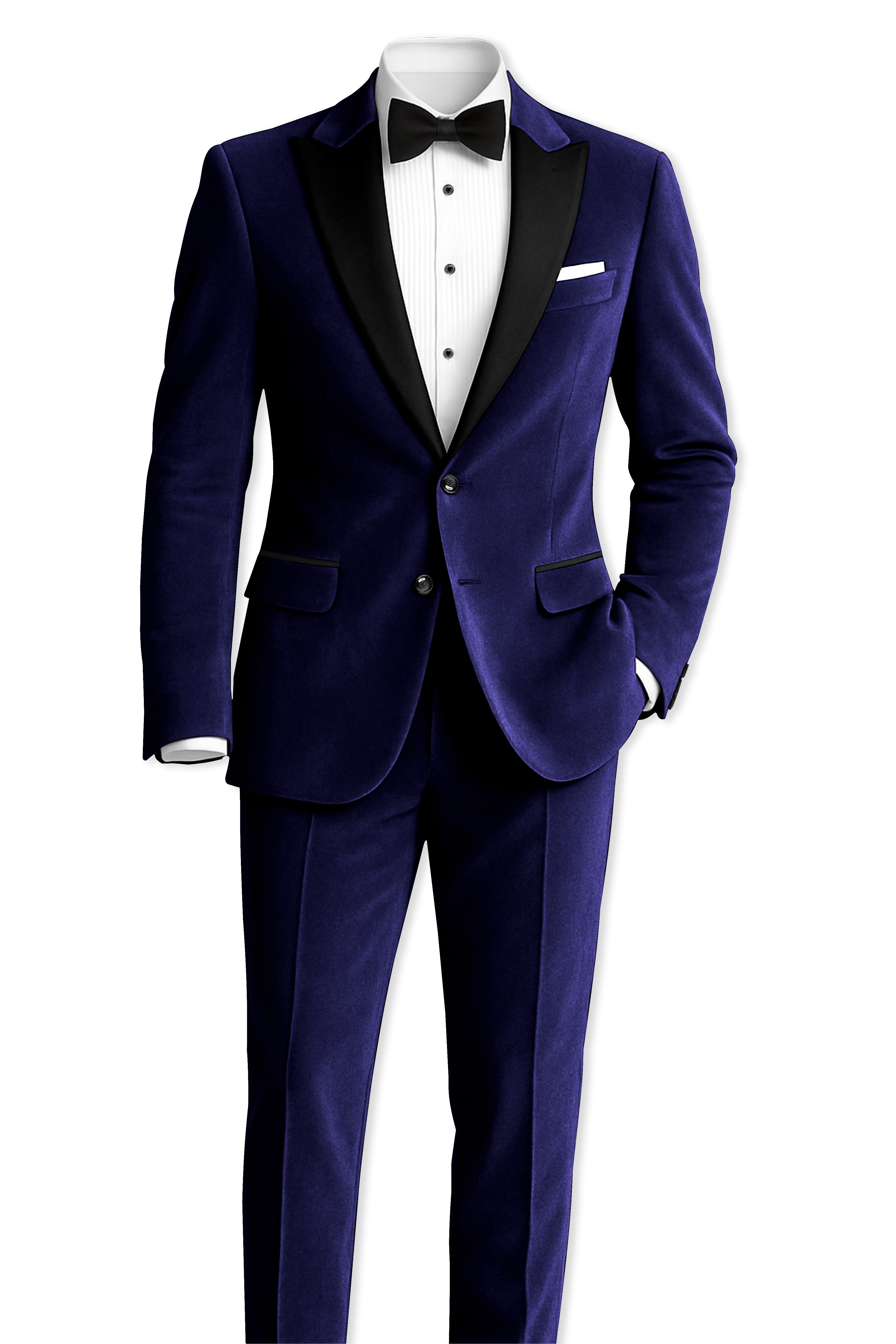 Azurion-Royal Blue Velvet Peak Lapel Tuxedo Blazer