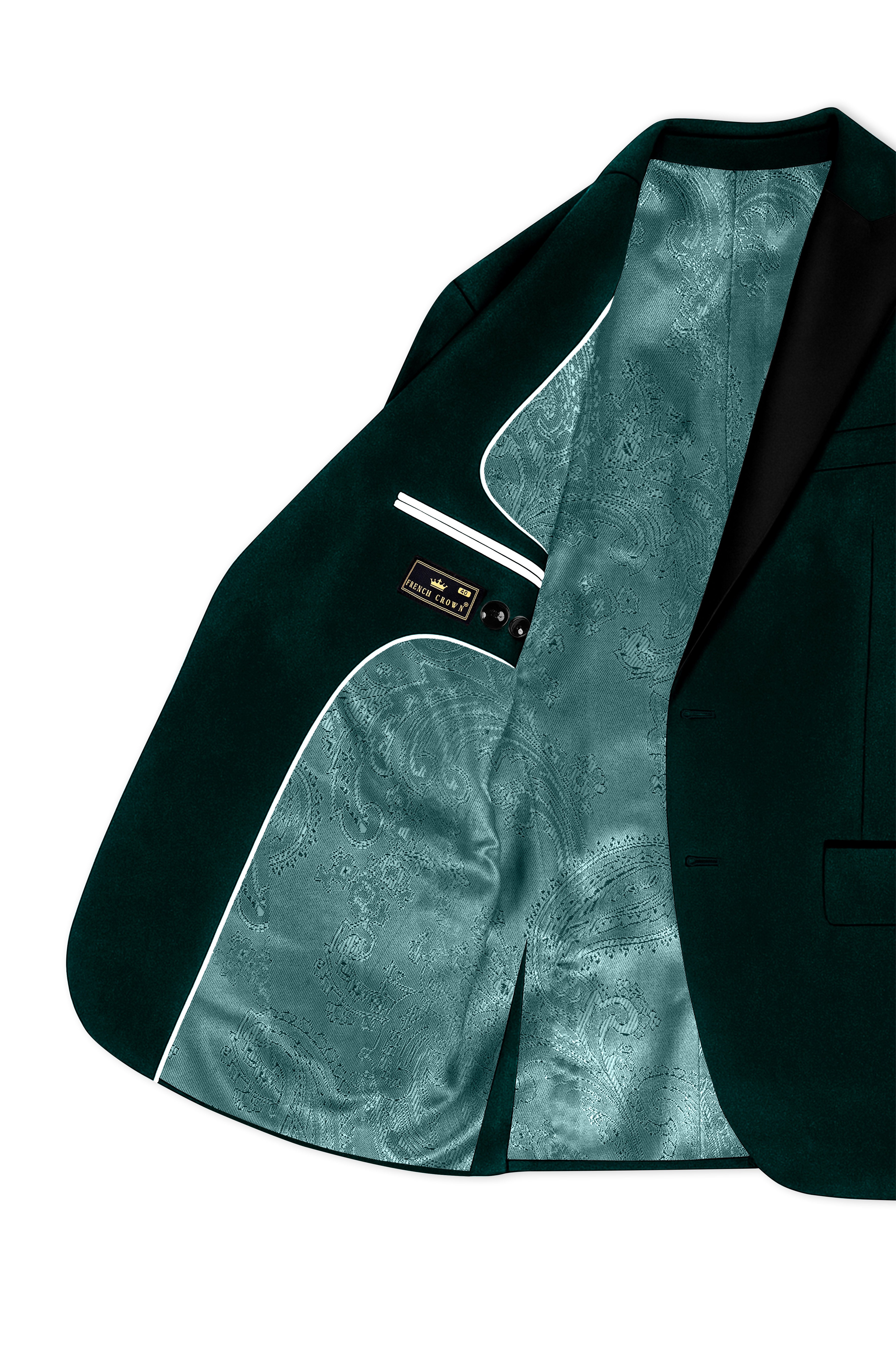 Emerivell-Racing Green Velvet Peak Lapel Tuxedo Blazer