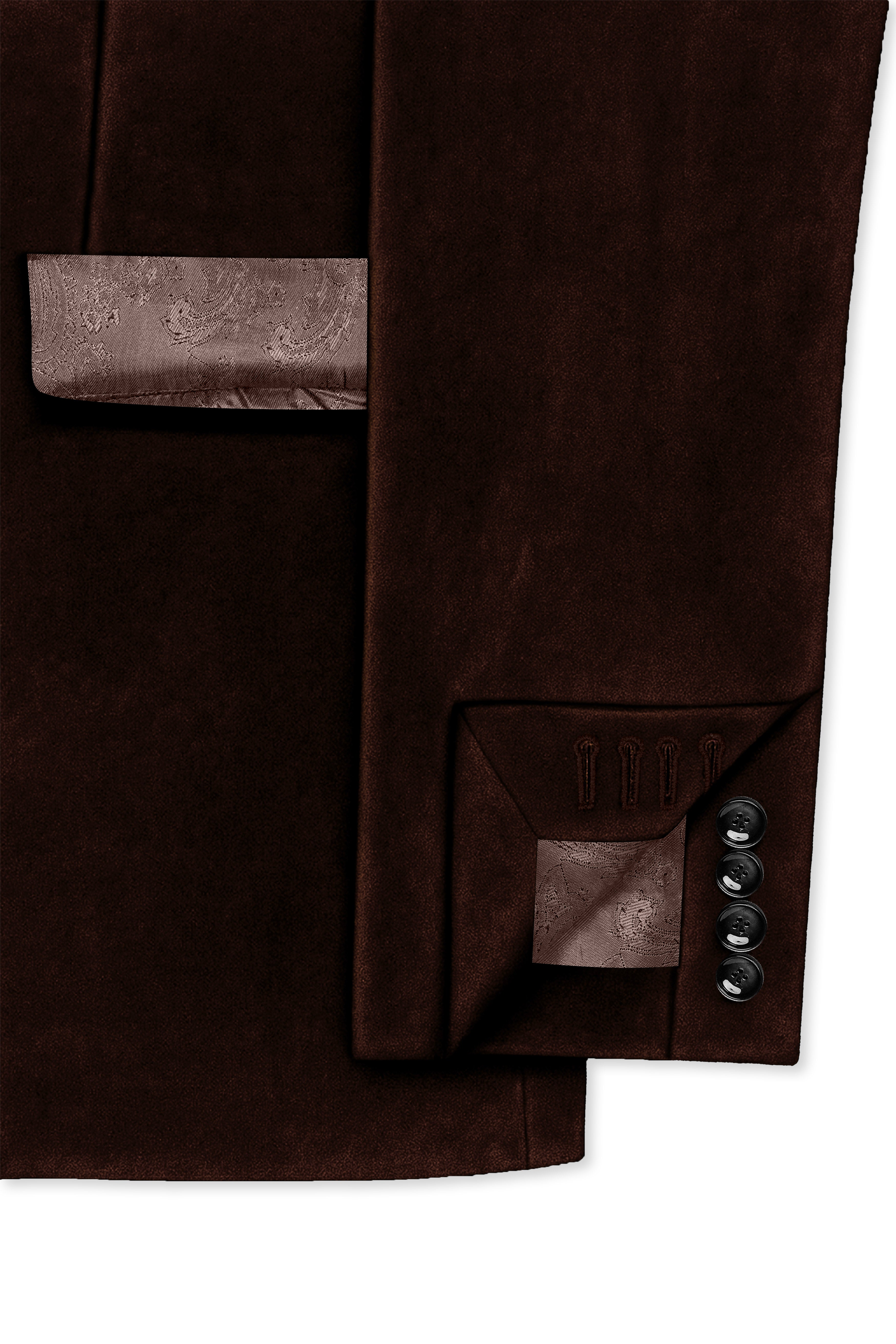 Fumivell-Asphalt Brown Velvet Peak Lapel Tuxedo Blazer