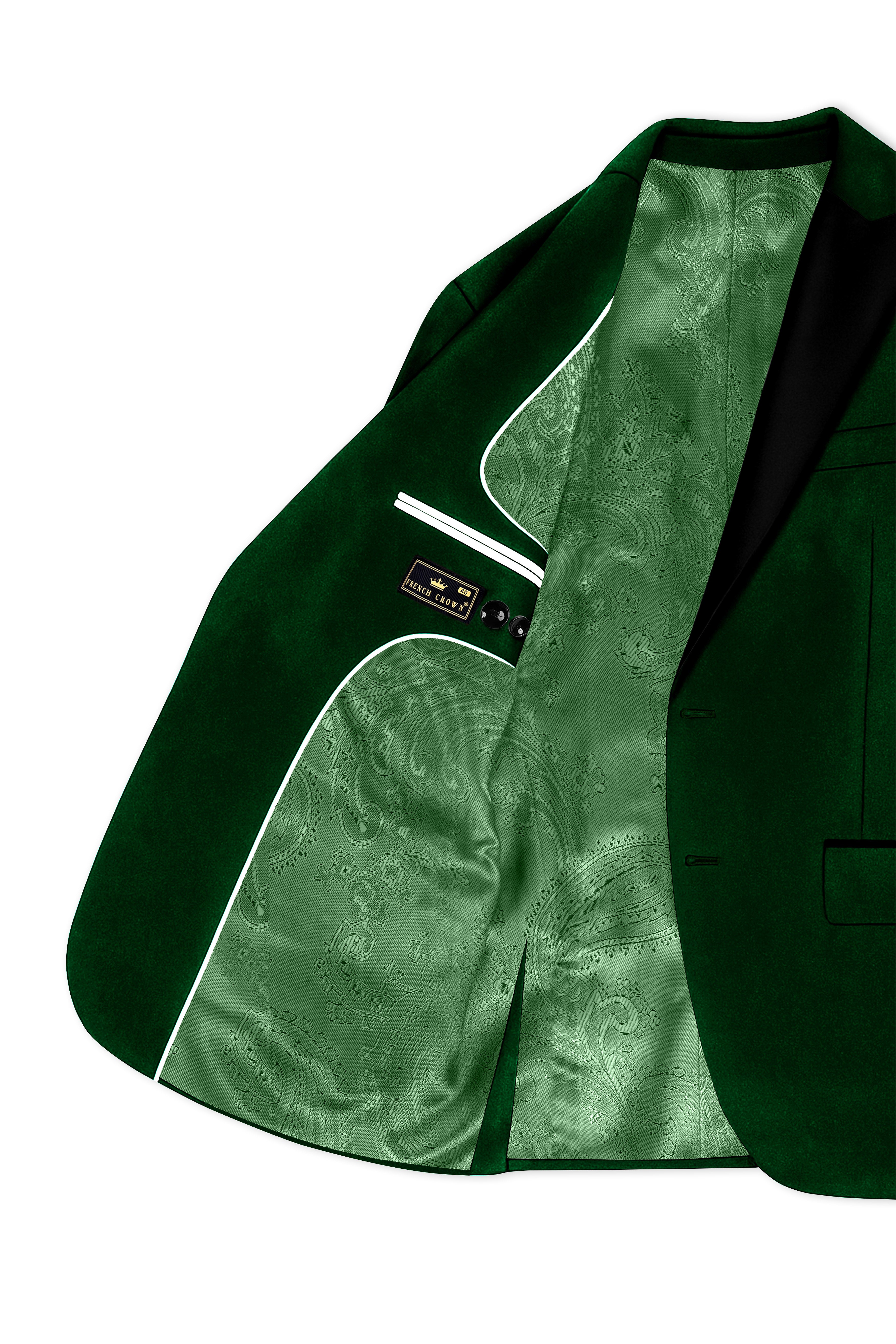 Virivell-Phthalo Green Velvet Peak Lapel Tuxedo Blazer