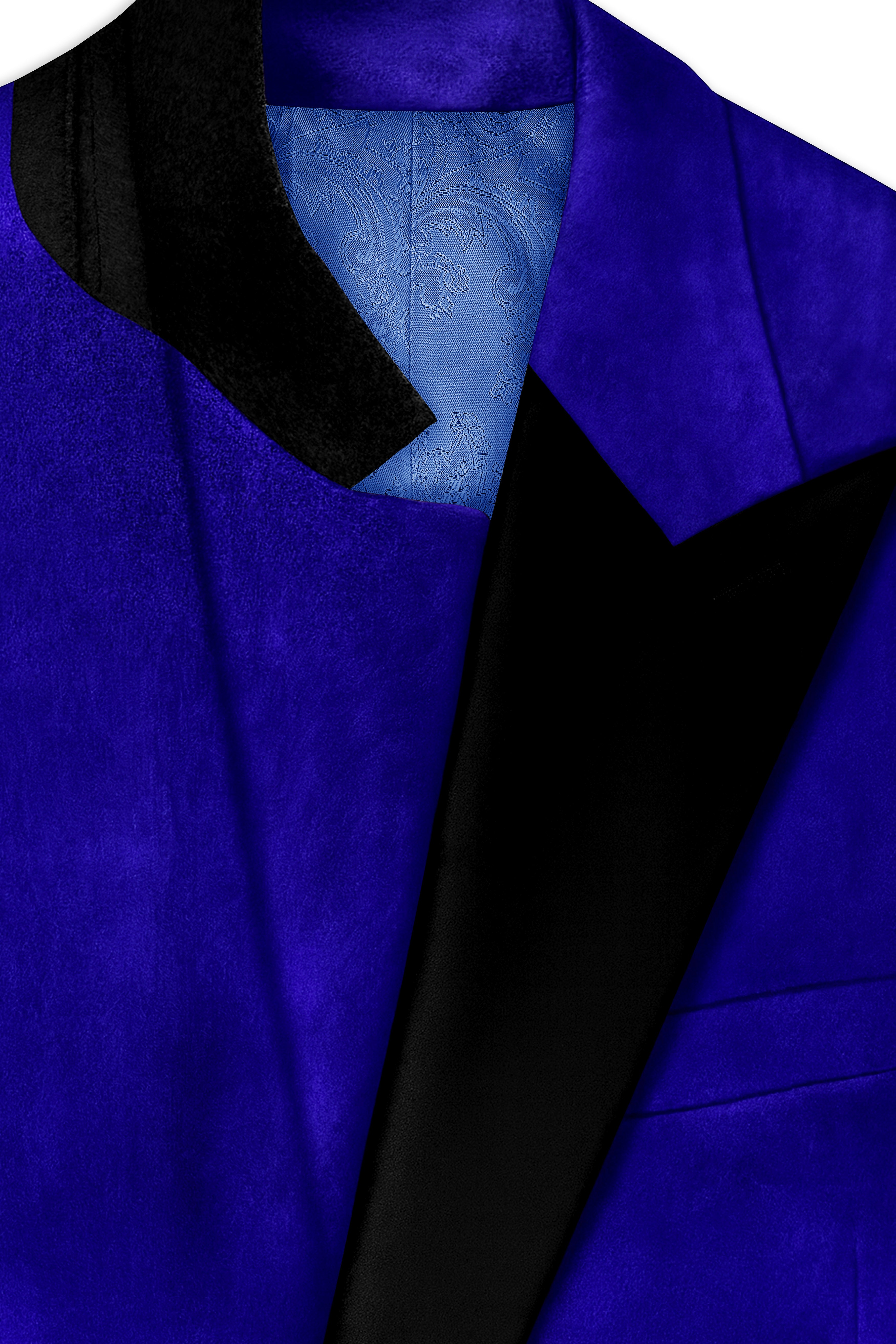 Blucrest-Ultramarine Blue Velvet Peak Lapel Tuxedo Blazer
