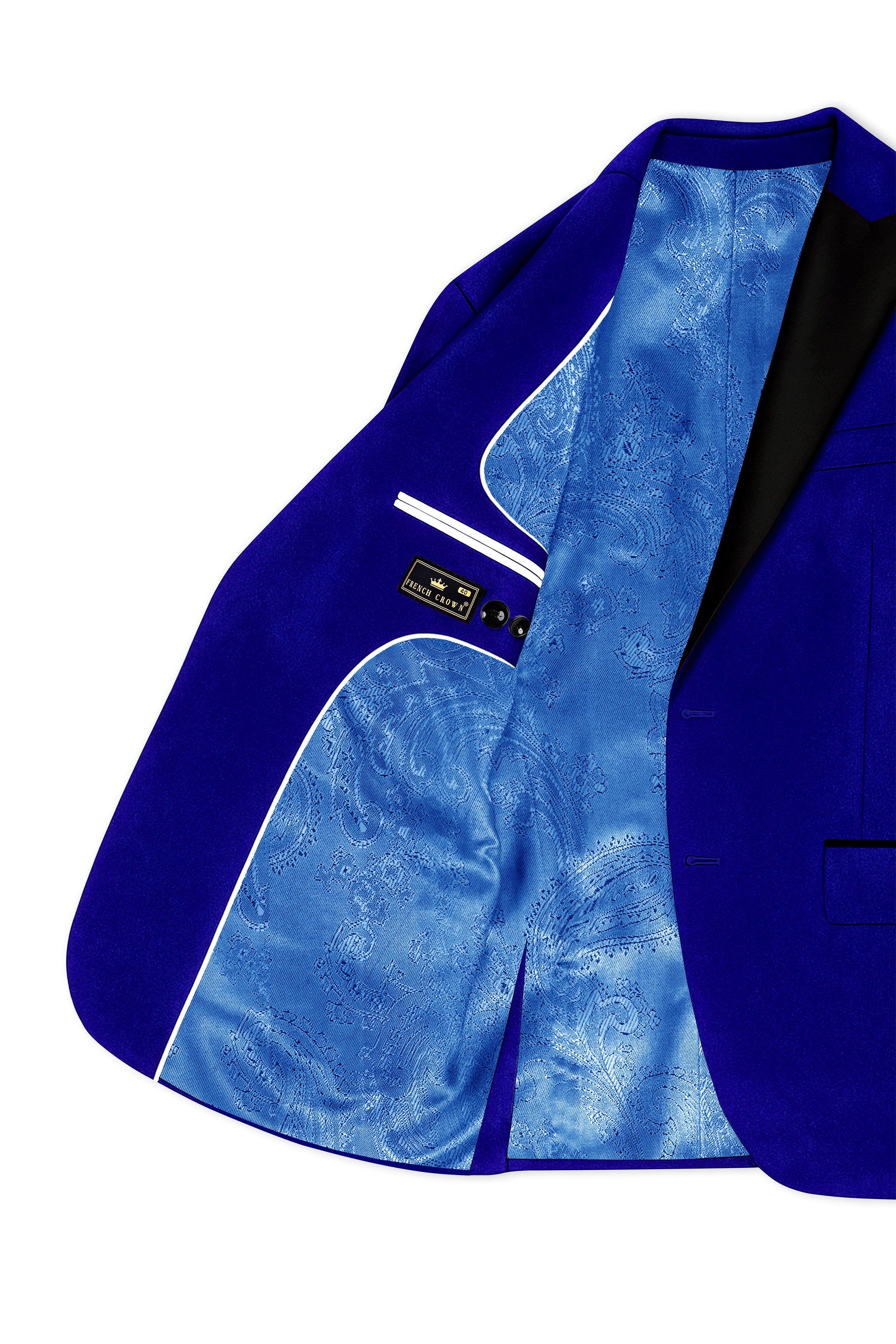 Blucrest-Ultramarine Blue Velvet Peak Lapel Tuxedo Blazer