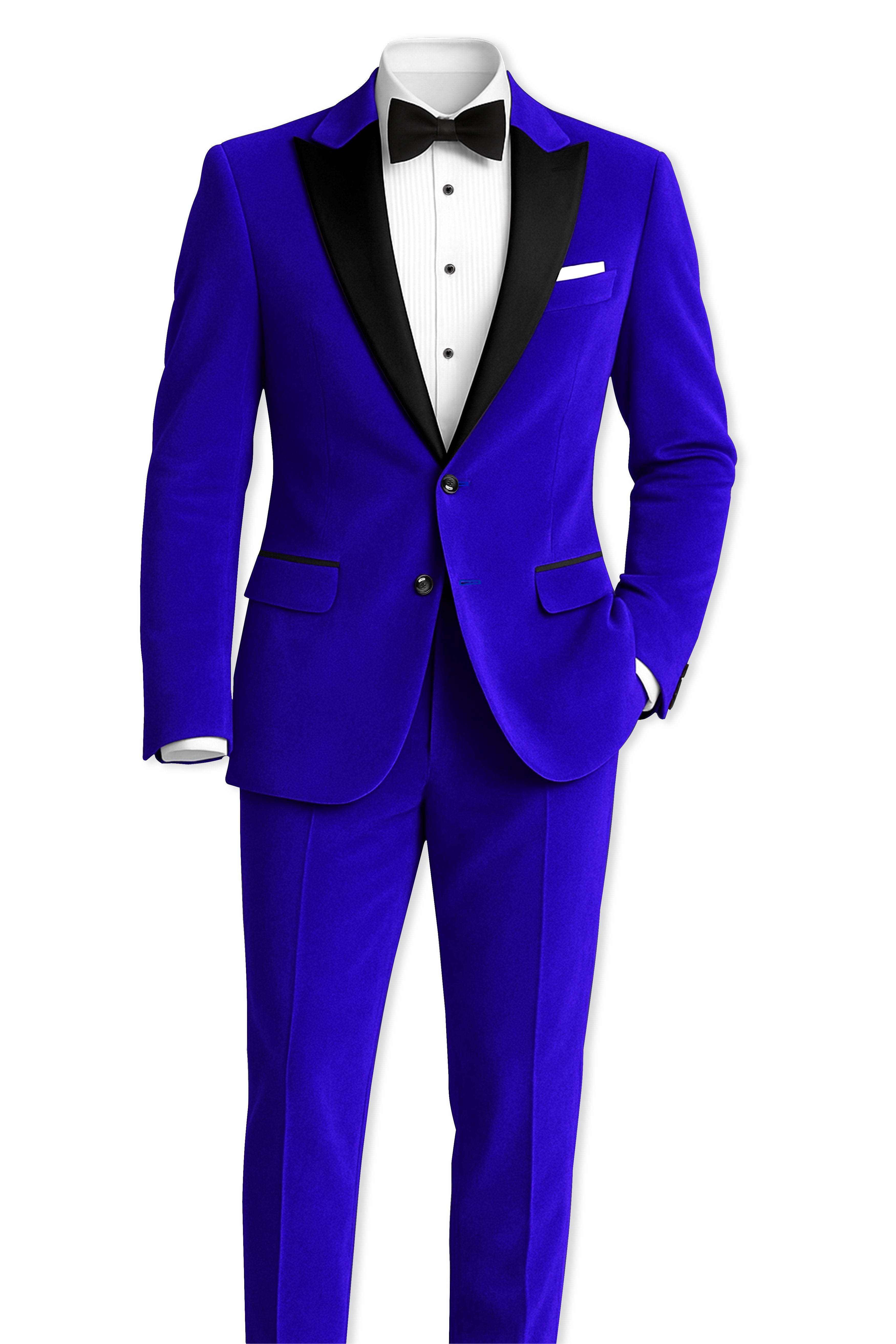 Blucrest-Ultramarine Blue Velvet Peak Lapel Tuxedo Blazer