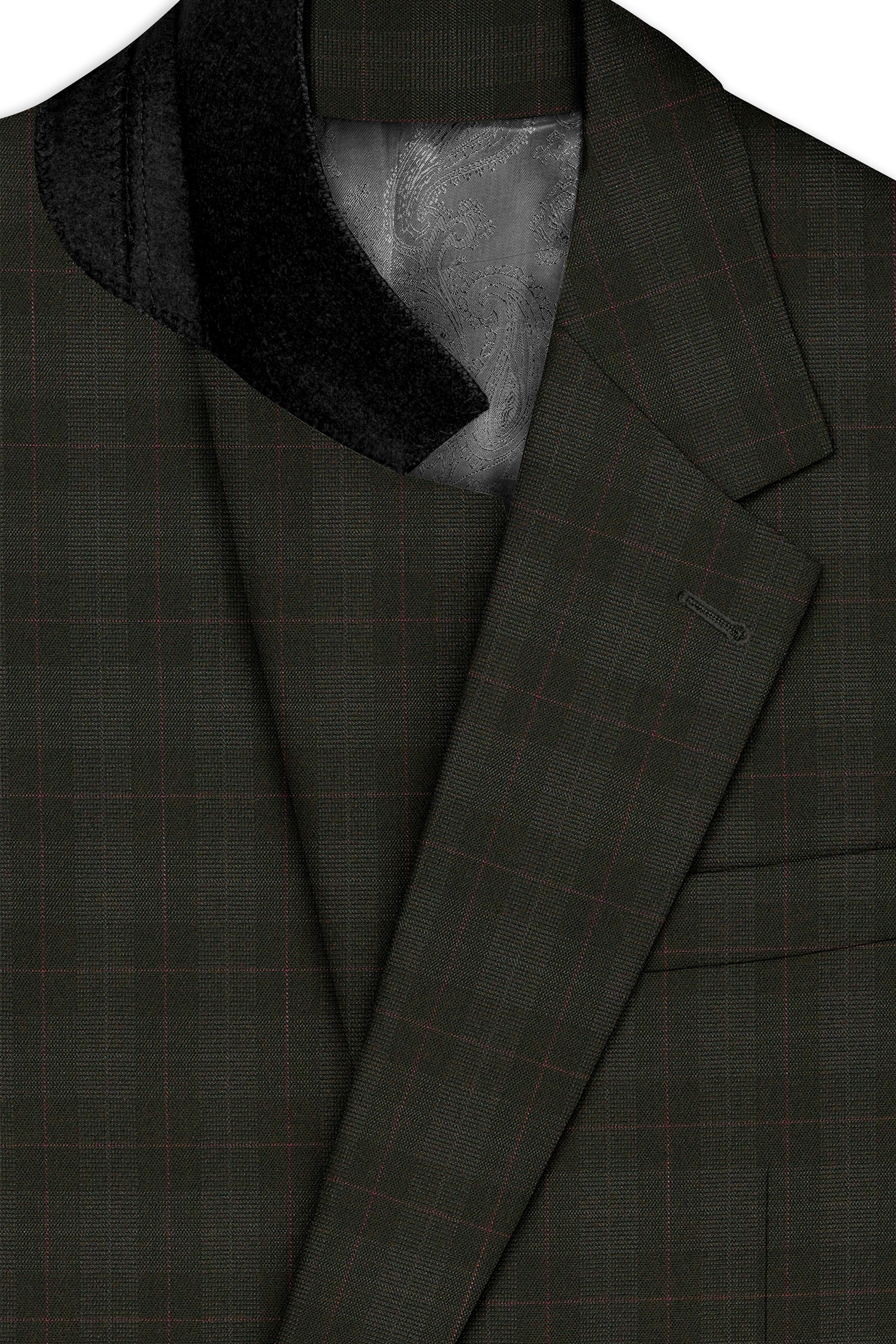 Viricheck-Birch Green Windowpane Wool Rich Single Breasted Blazer