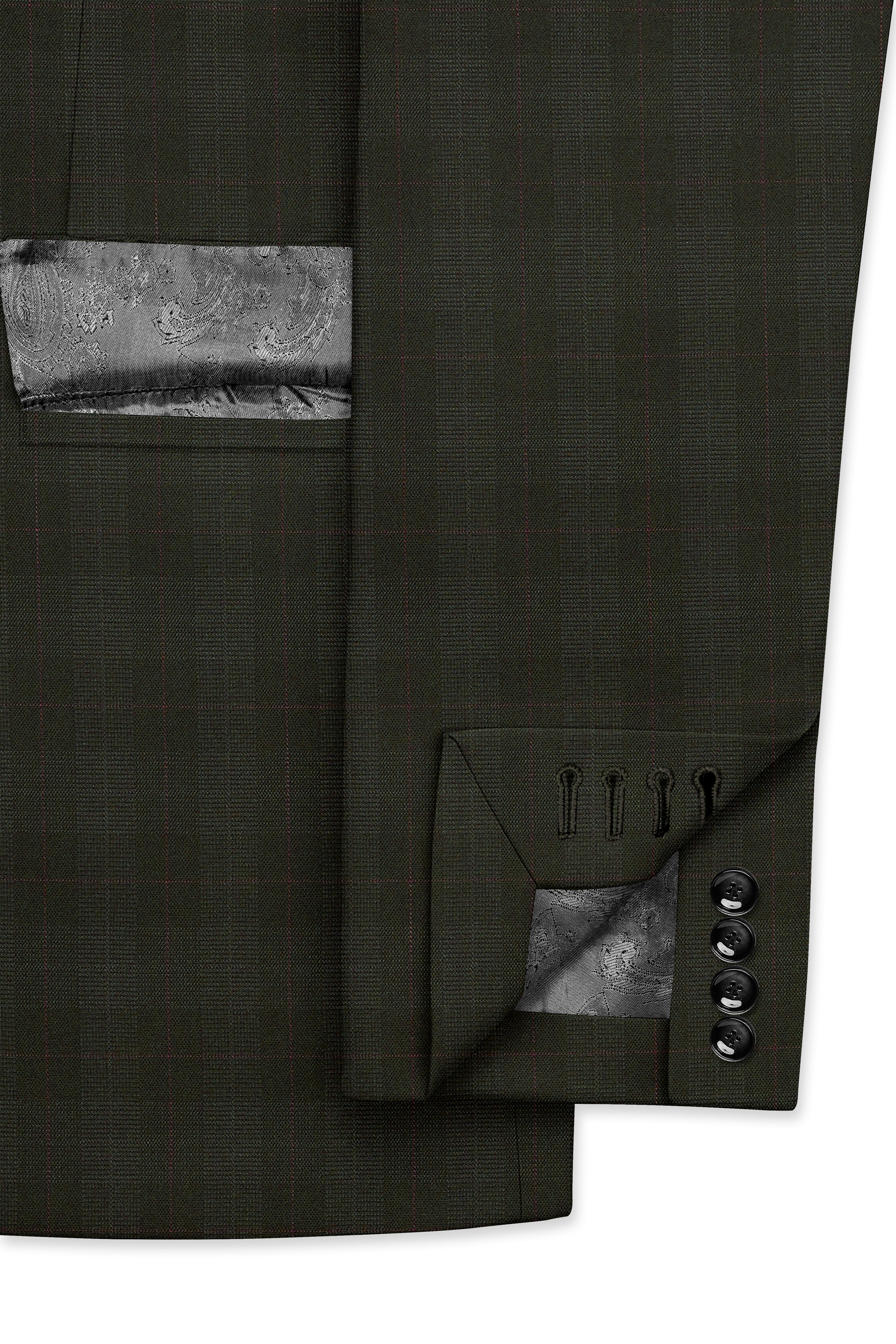 Viricheck-Birch Green Windowpane Wool Rich Single Breasted Blazer