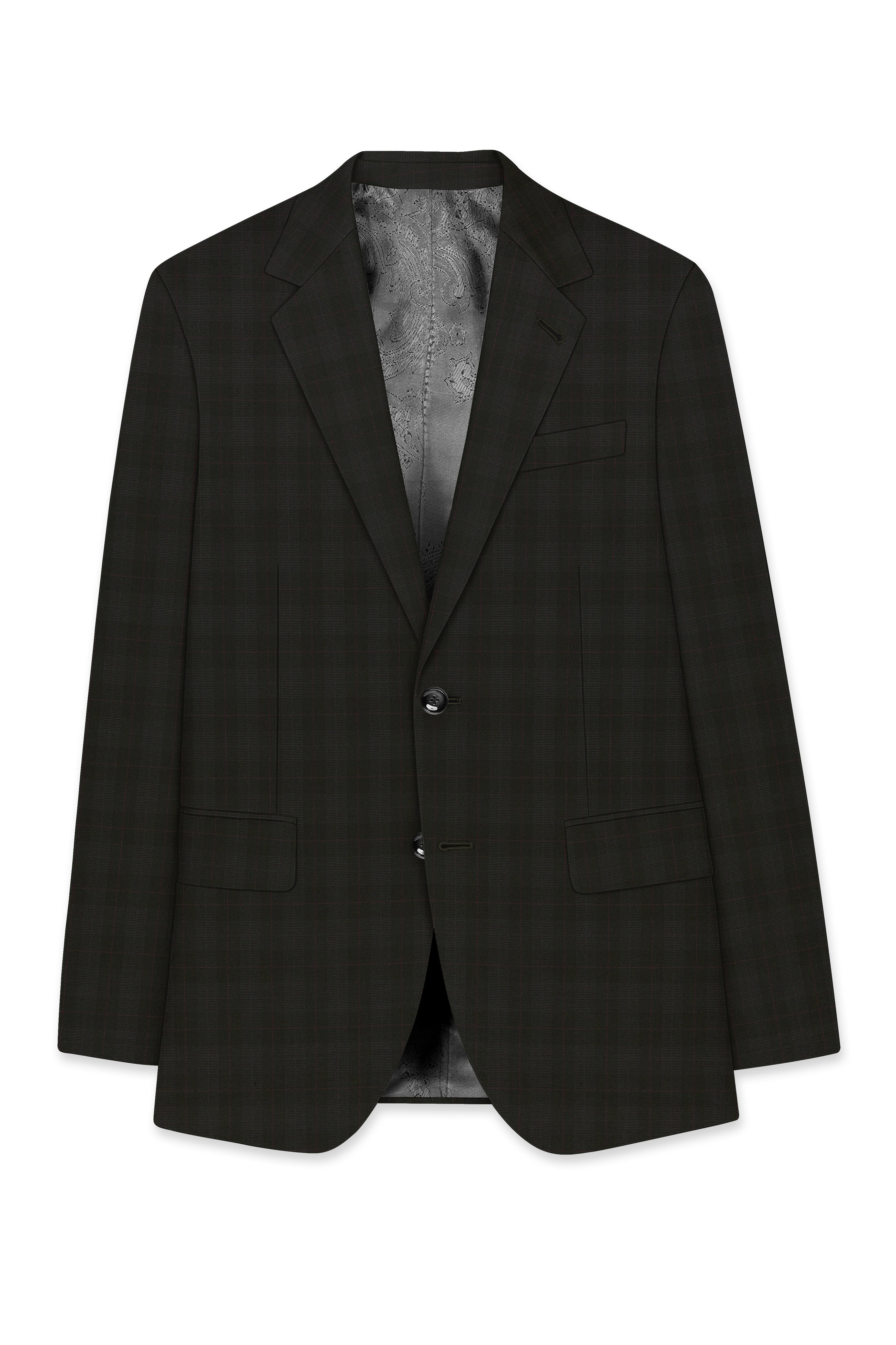 Viricheck-Birch Green Windowpane Wool Rich Single Breasted Blazer