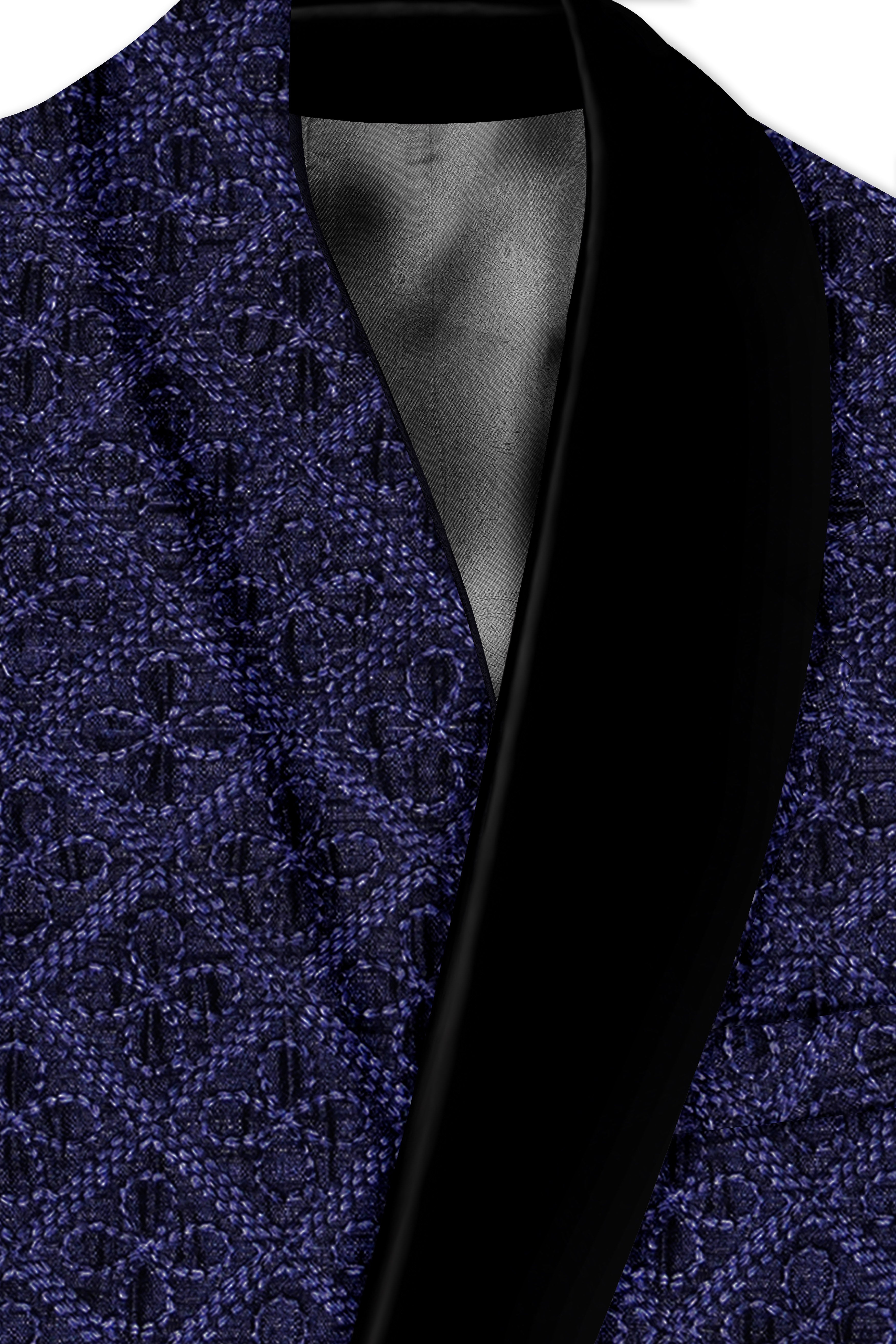 Florivue-Mirage Blue Flower Thread Embroidered Designer Tuxedo Blazer