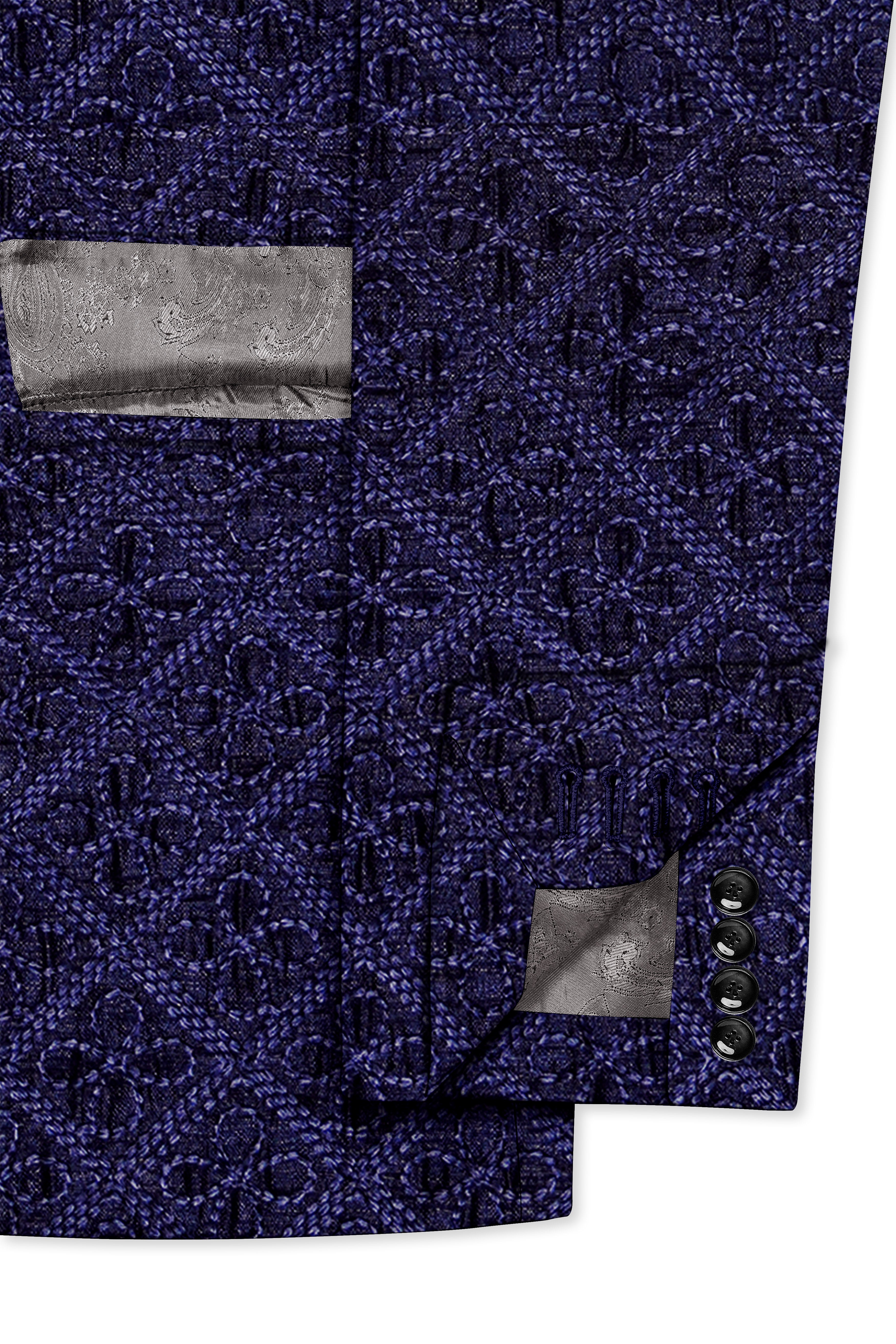 Florivue-Mirage Blue Flower Thread Embroidered Designer Tuxedo Blazer