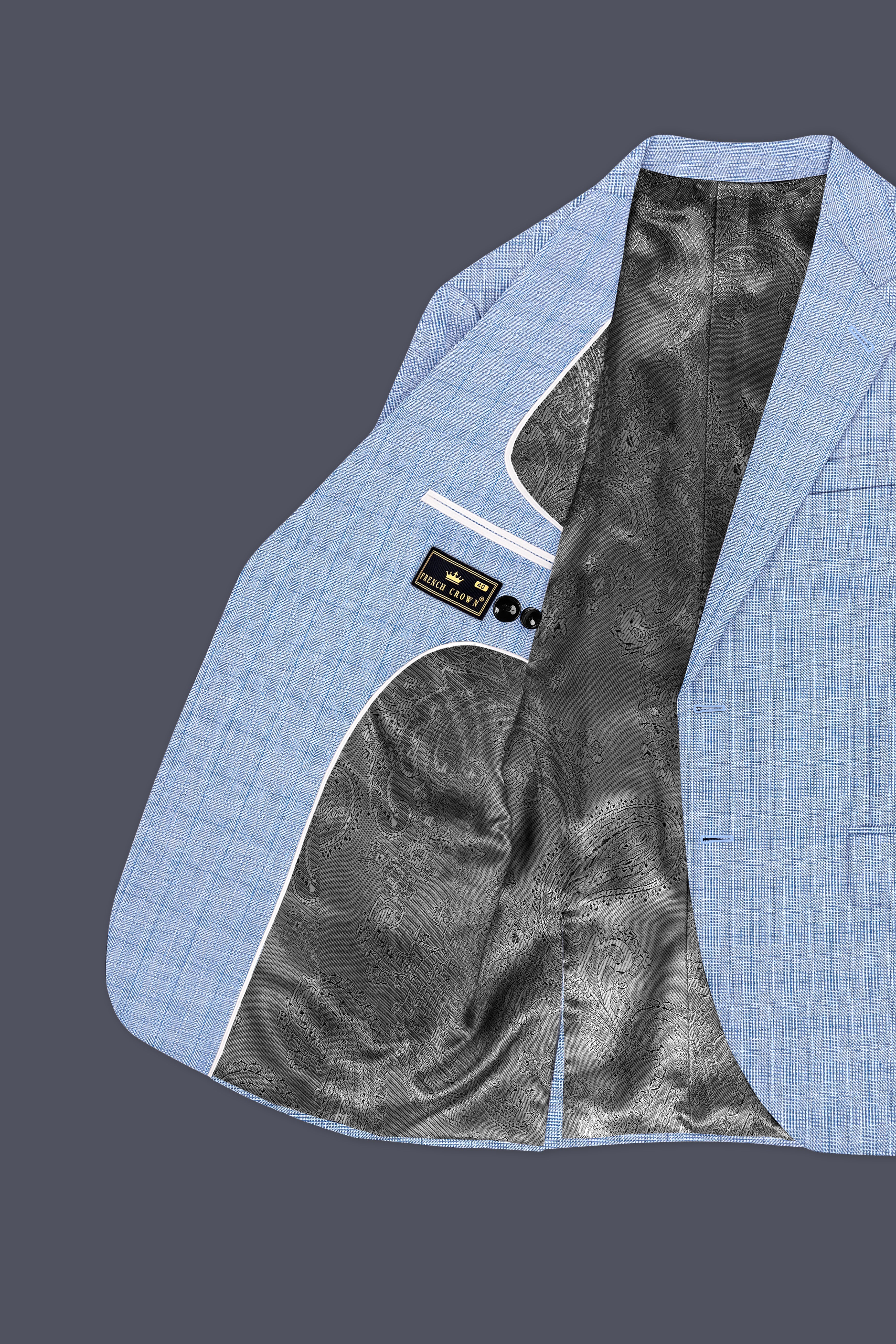 Aurelien-Cornflower Blue Windowpane Wool Rich Single Breasted Blazer