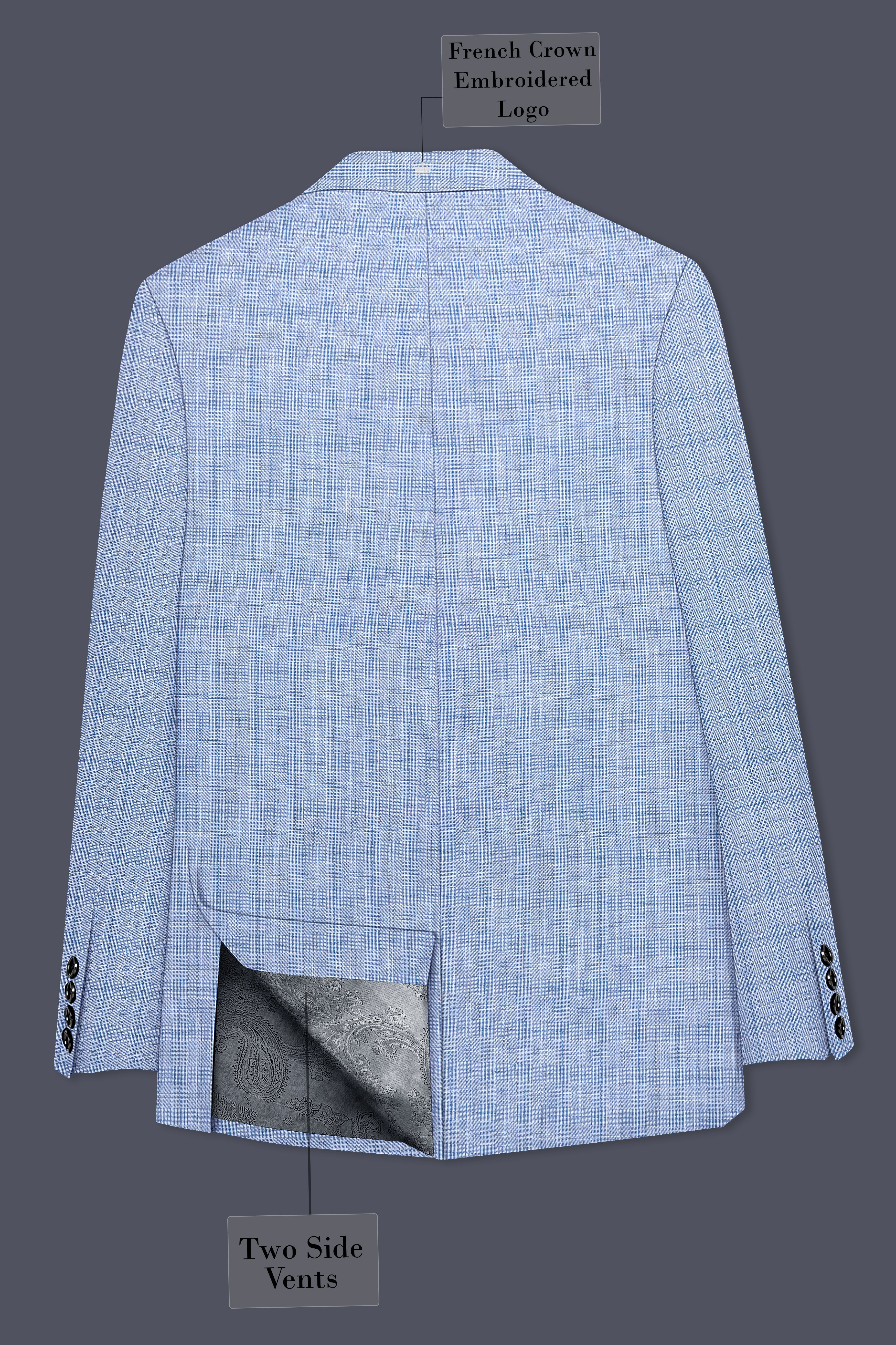 Aurelien-Cornflower Blue Windowpane Wool Rich Single Breasted Blazer