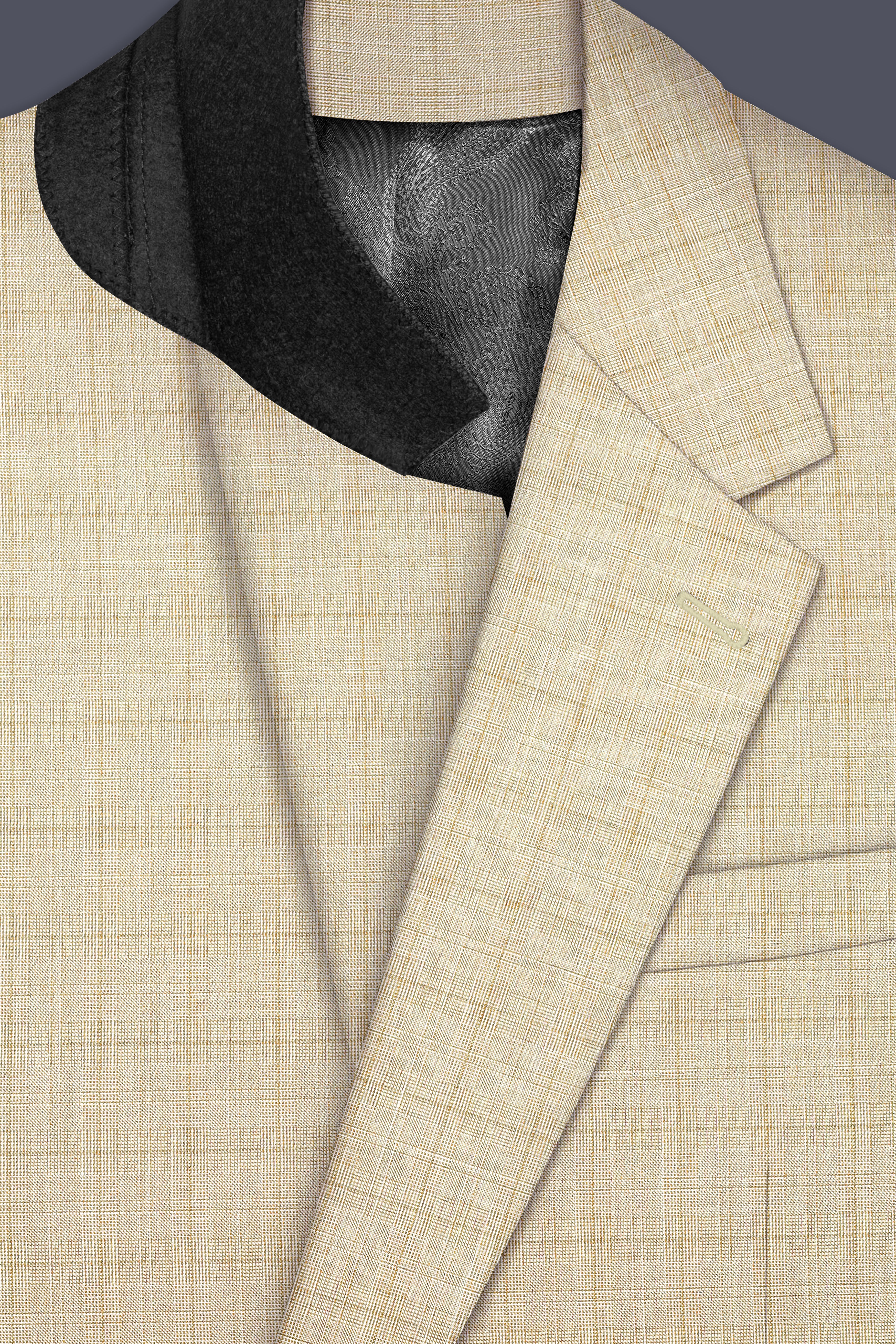 Alviora-Rodeo Dust Cream Windowpane Wool Rich Single Breasted Blazer