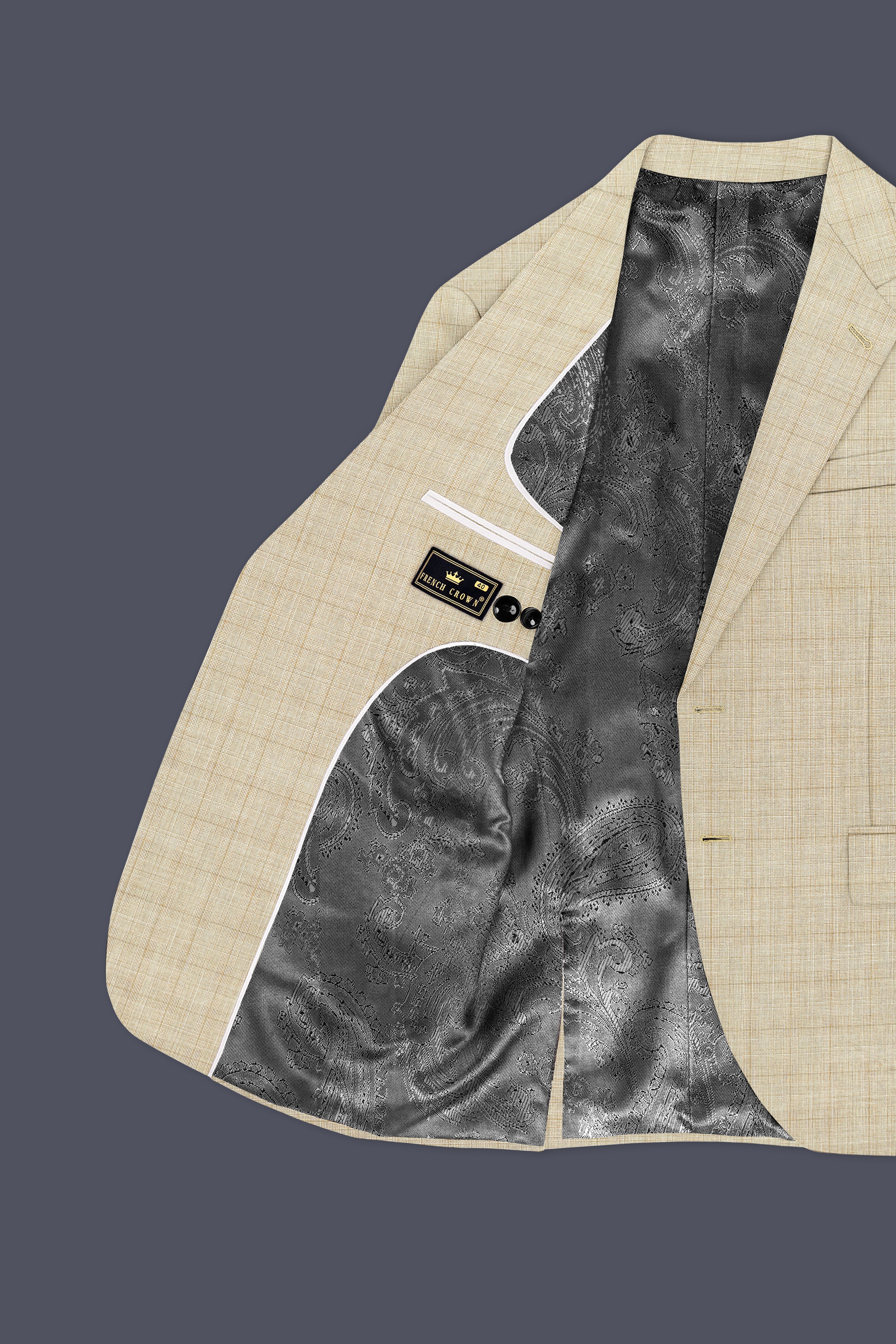 Alviora-Rodeo Dust Cream Windowpane Wool Rich Single Breasted Blazer