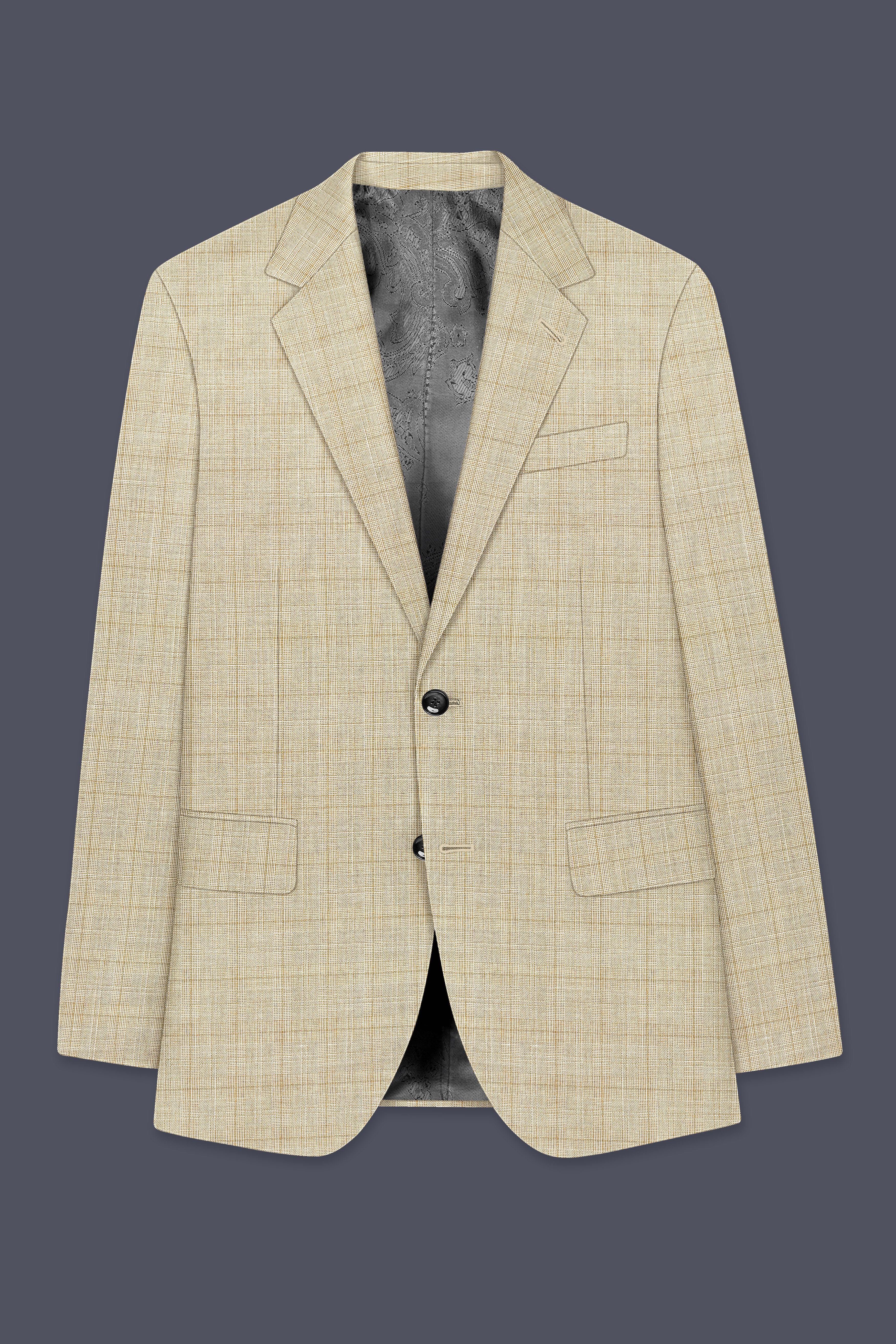 Alviora-Rodeo Dust Cream Windowpane Wool Rich Single Breasted Blazer