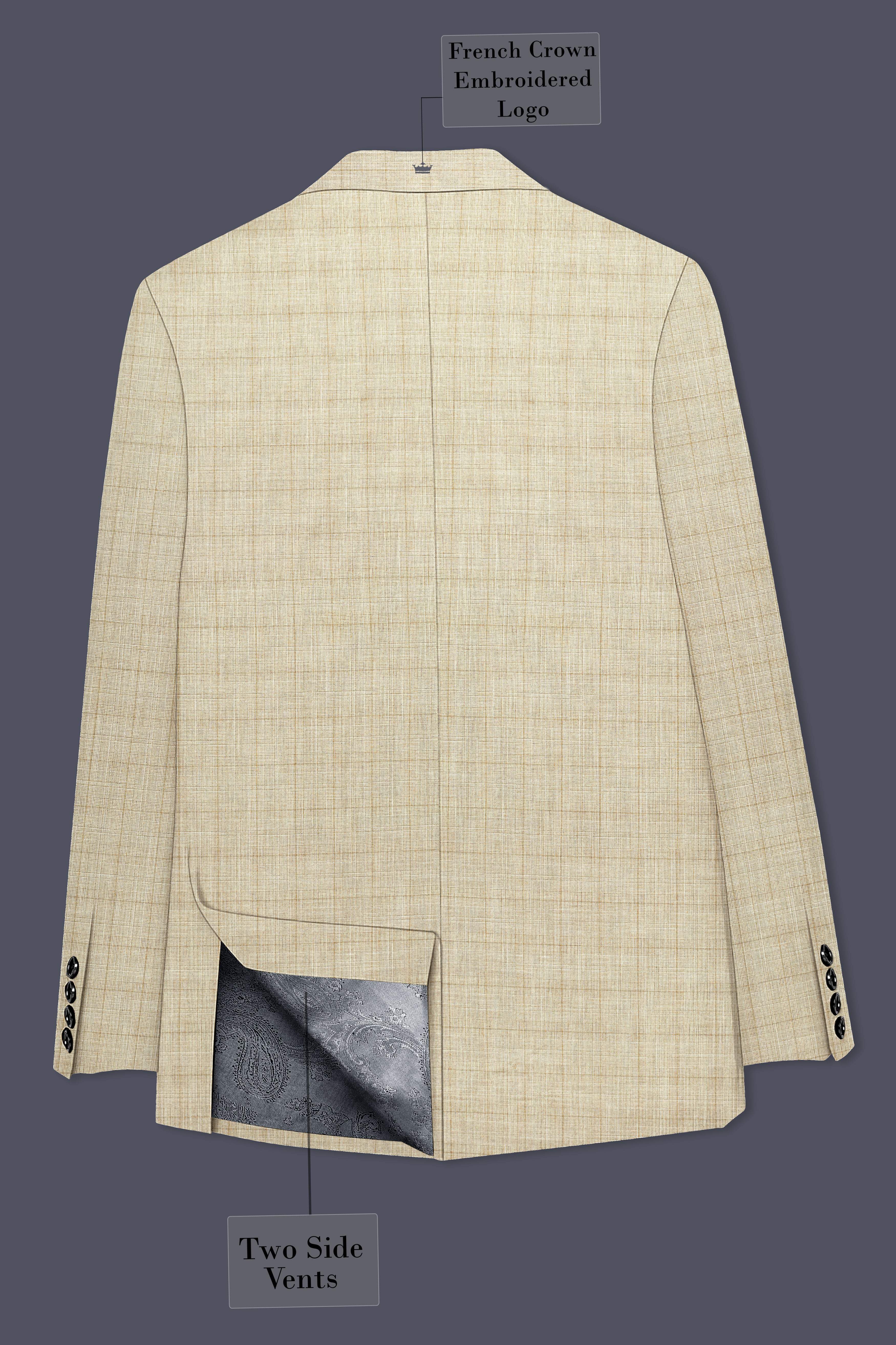 Alviora-Rodeo Dust Cream Windowpane Wool Rich Single Breasted Blazer