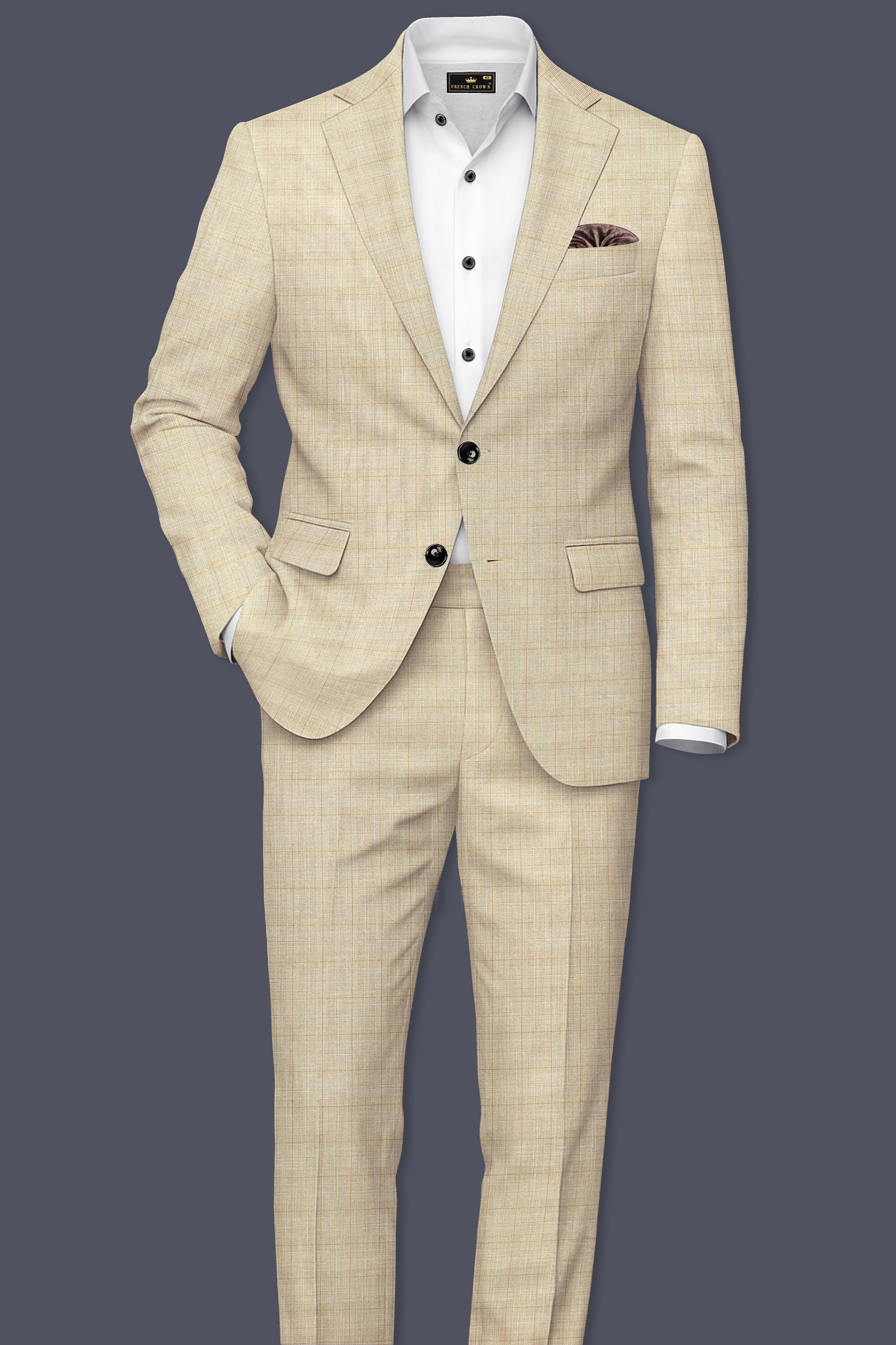 Alviora-Rodeo Dust Cream Windowpane Wool Rich Single Breasted Blazer