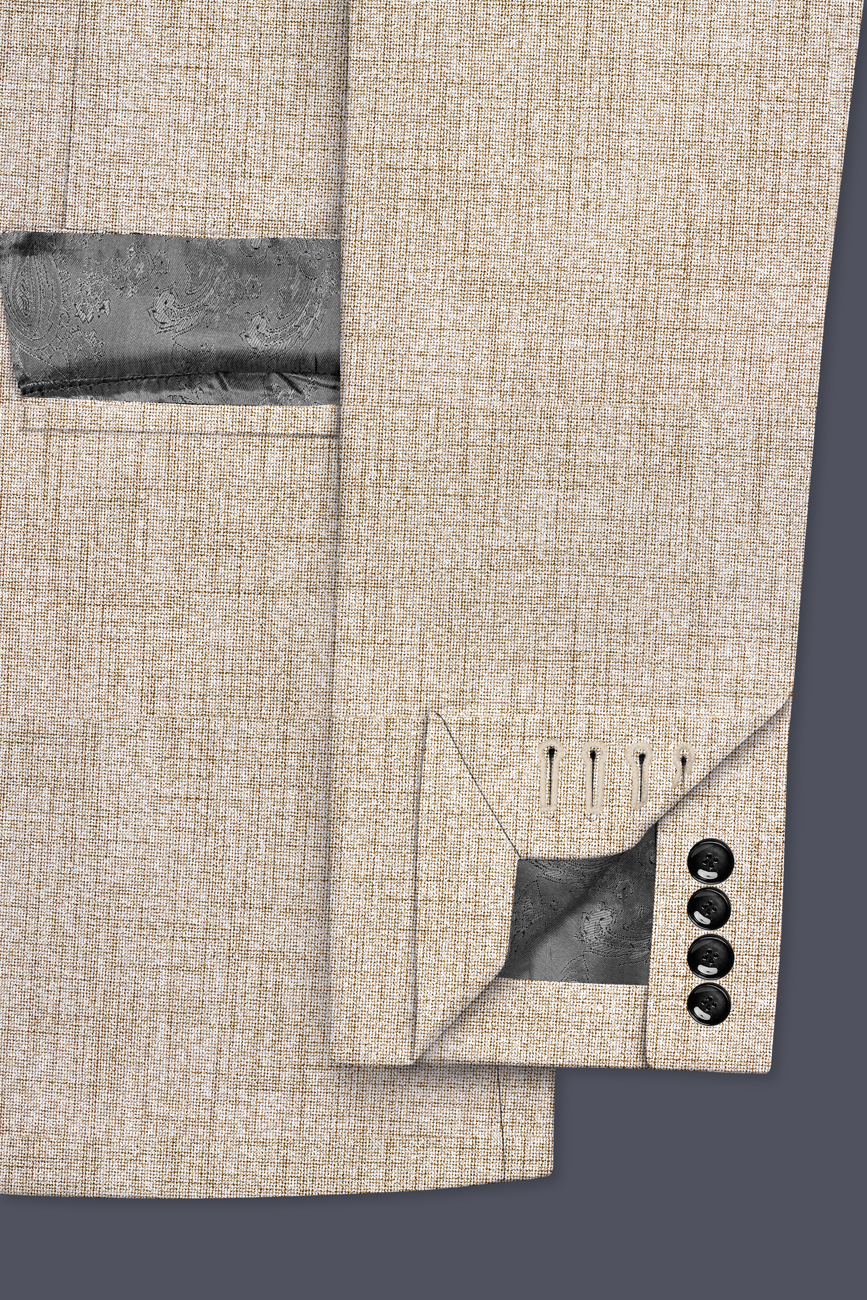 Auricrem-Martini Cream Textured Wool Rich Double Breasted Blazer