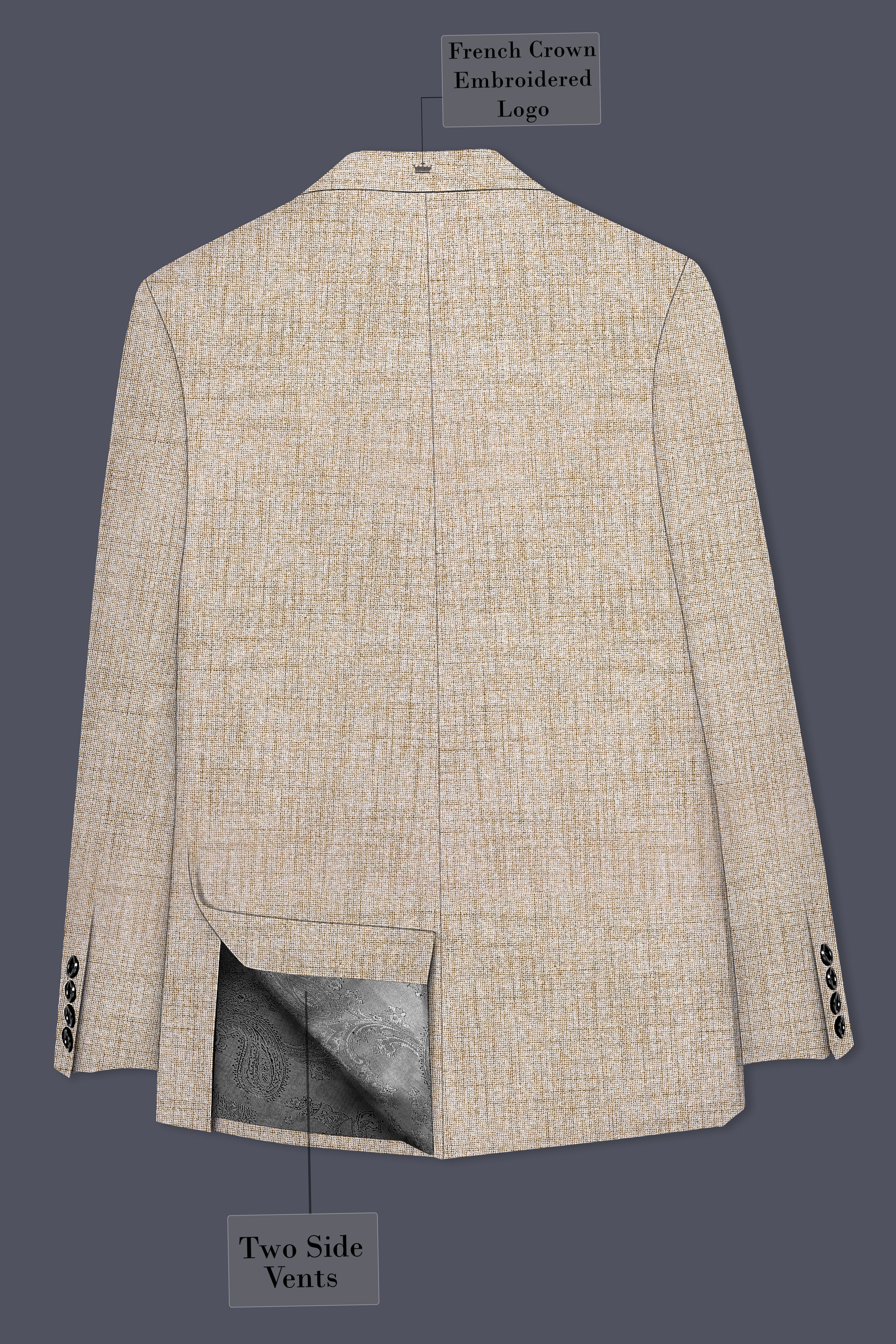 Auricrem-Martini Cream Textured Wool Rich Double Breasted Blazer