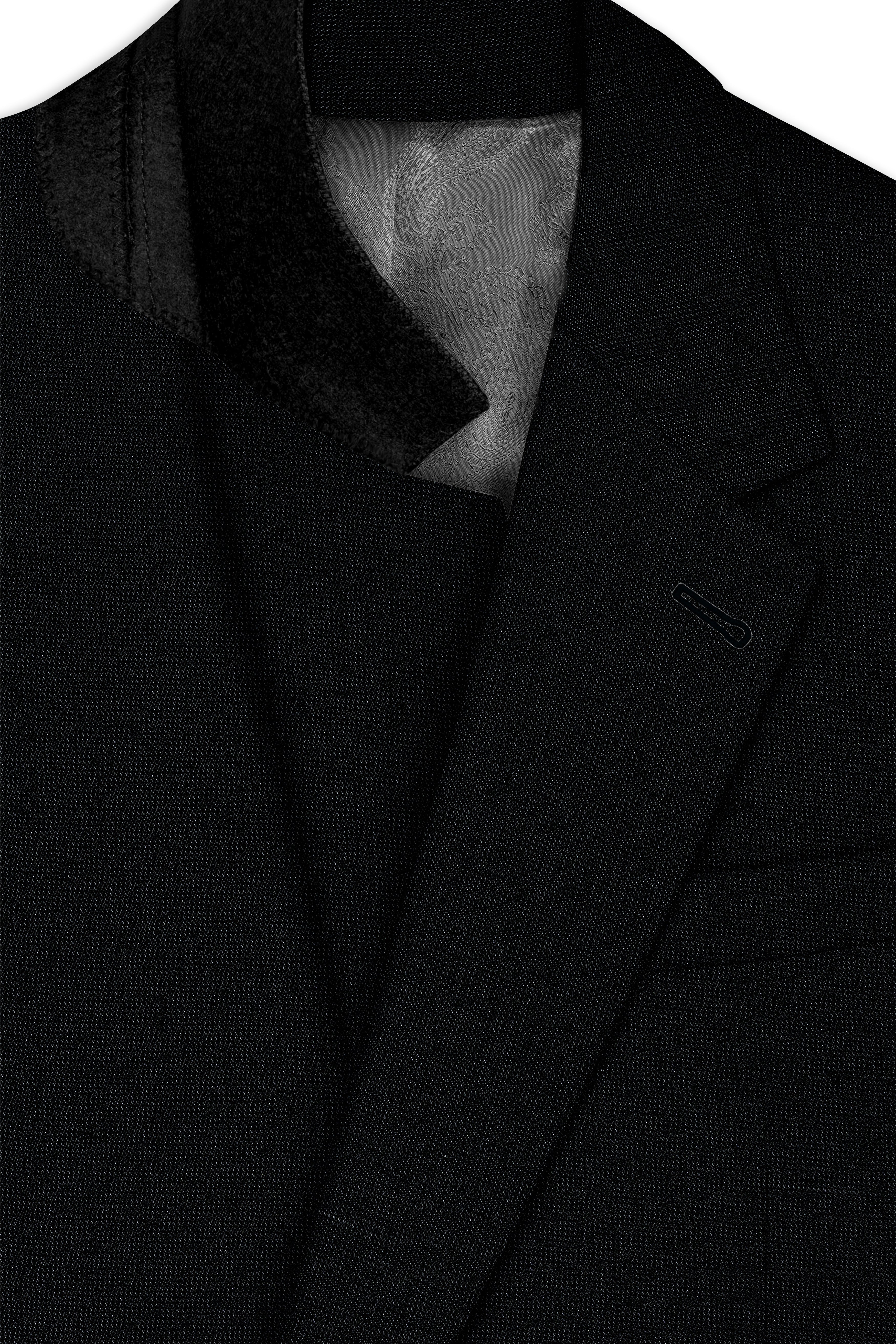 Noctivell-Jade Black Textured Wool Rich Single Breasted Blazer